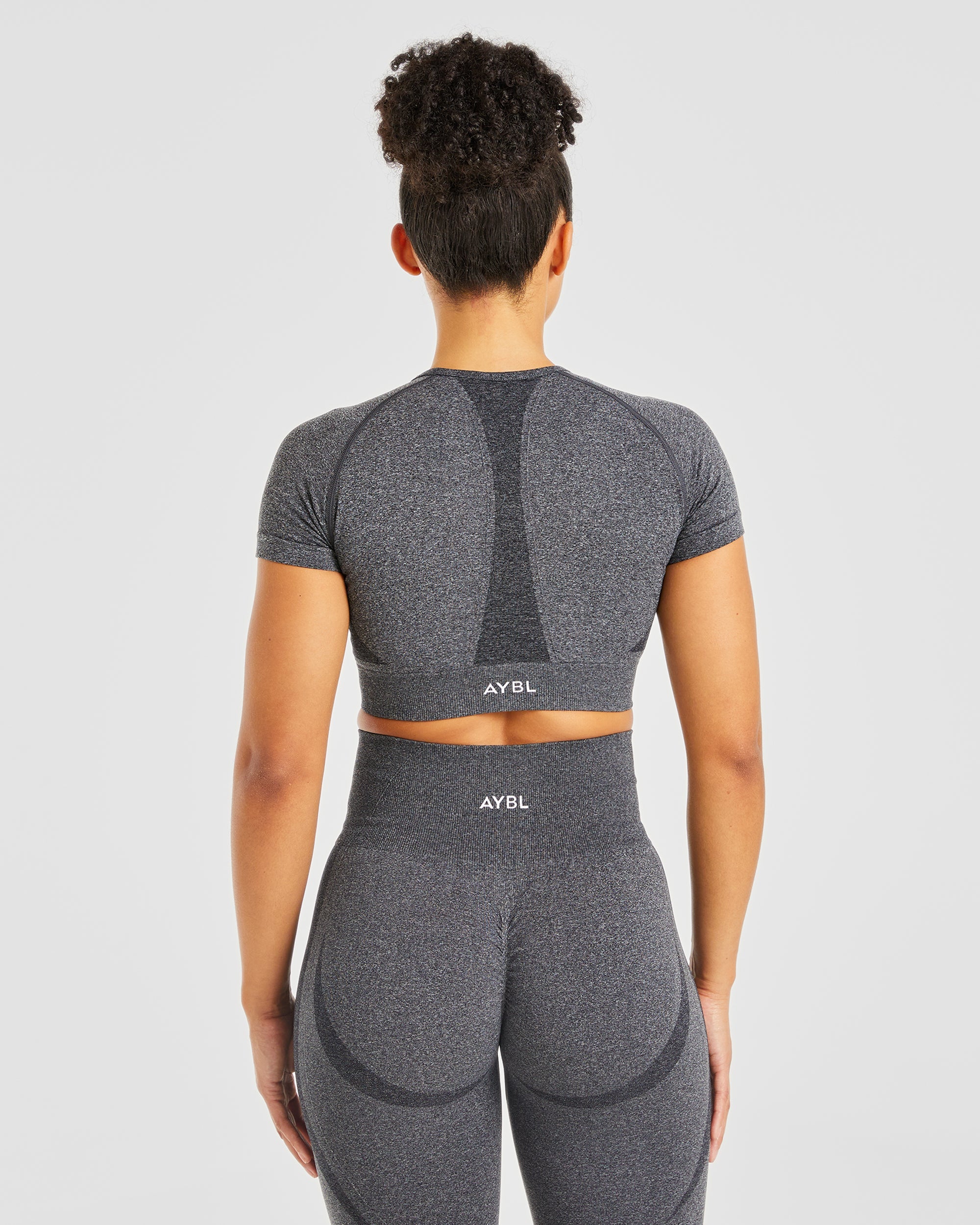 Empower Seamless Crop Top - Zwart Marl