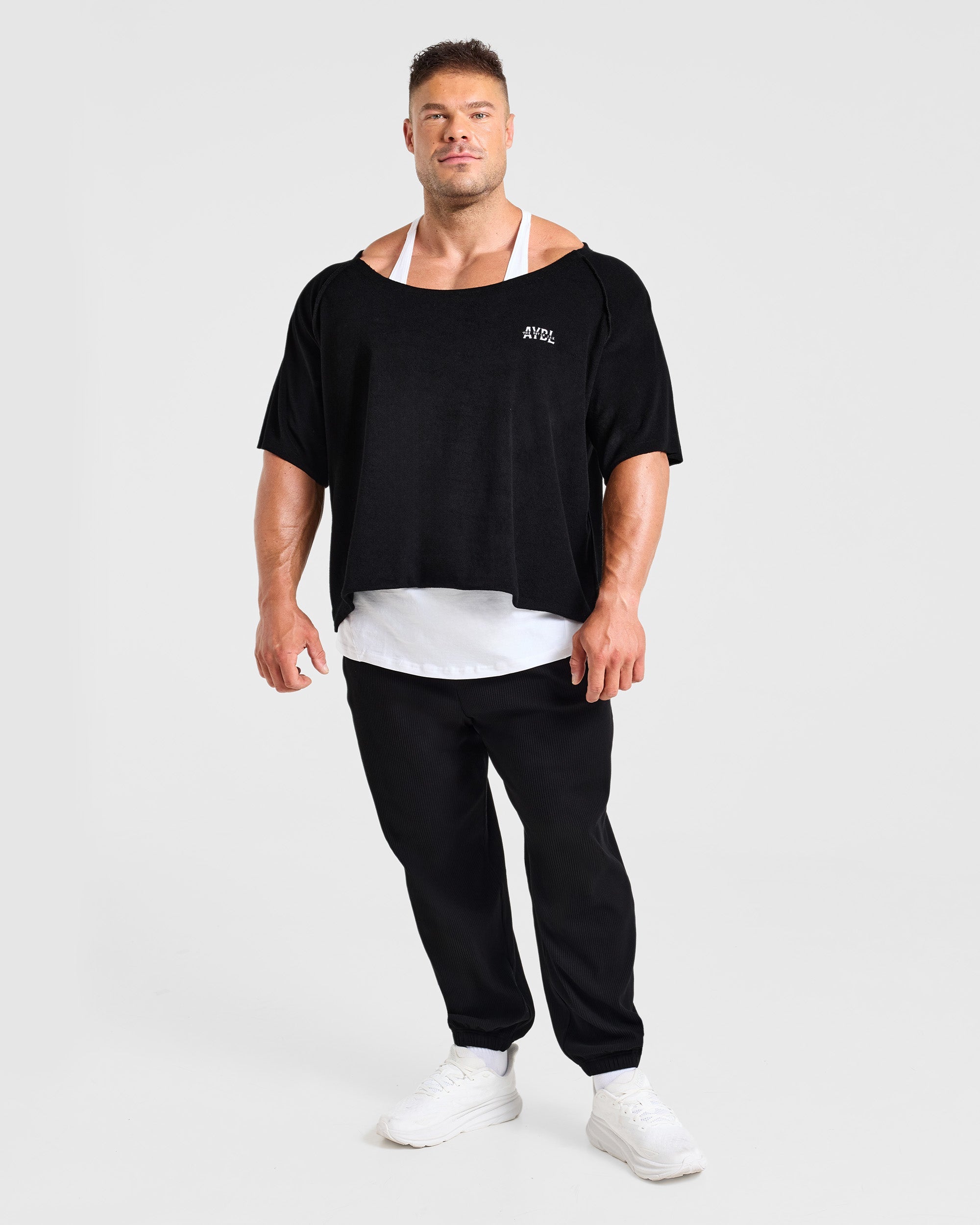 Wesley Vissers x Old School Wide Neck T Shirt - Zwart