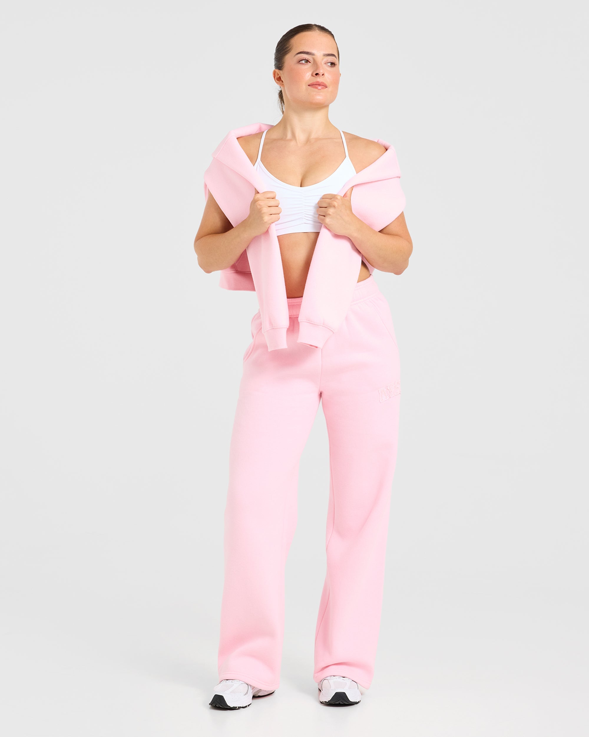 Varsity Applique Oversized Straight Leg Joggers - Baby Roze