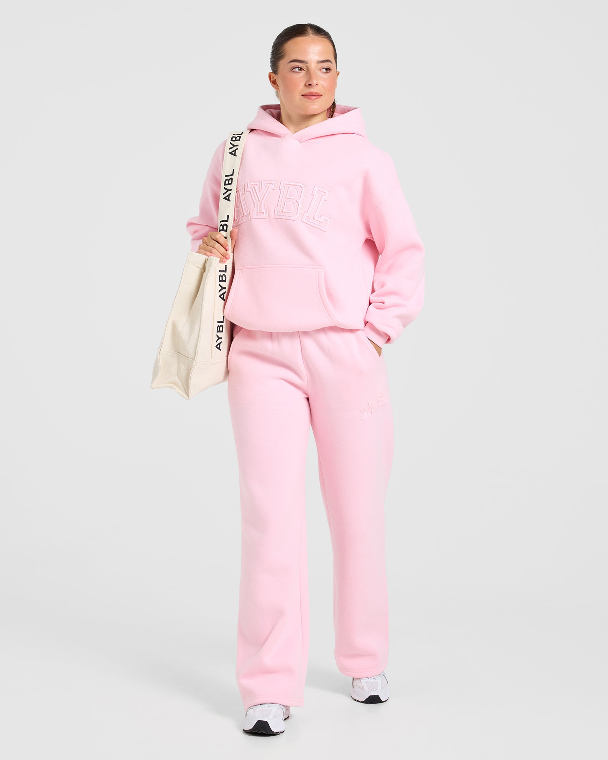 Varsity Applique Oversized Straight Leg Joggers - Baby Roze