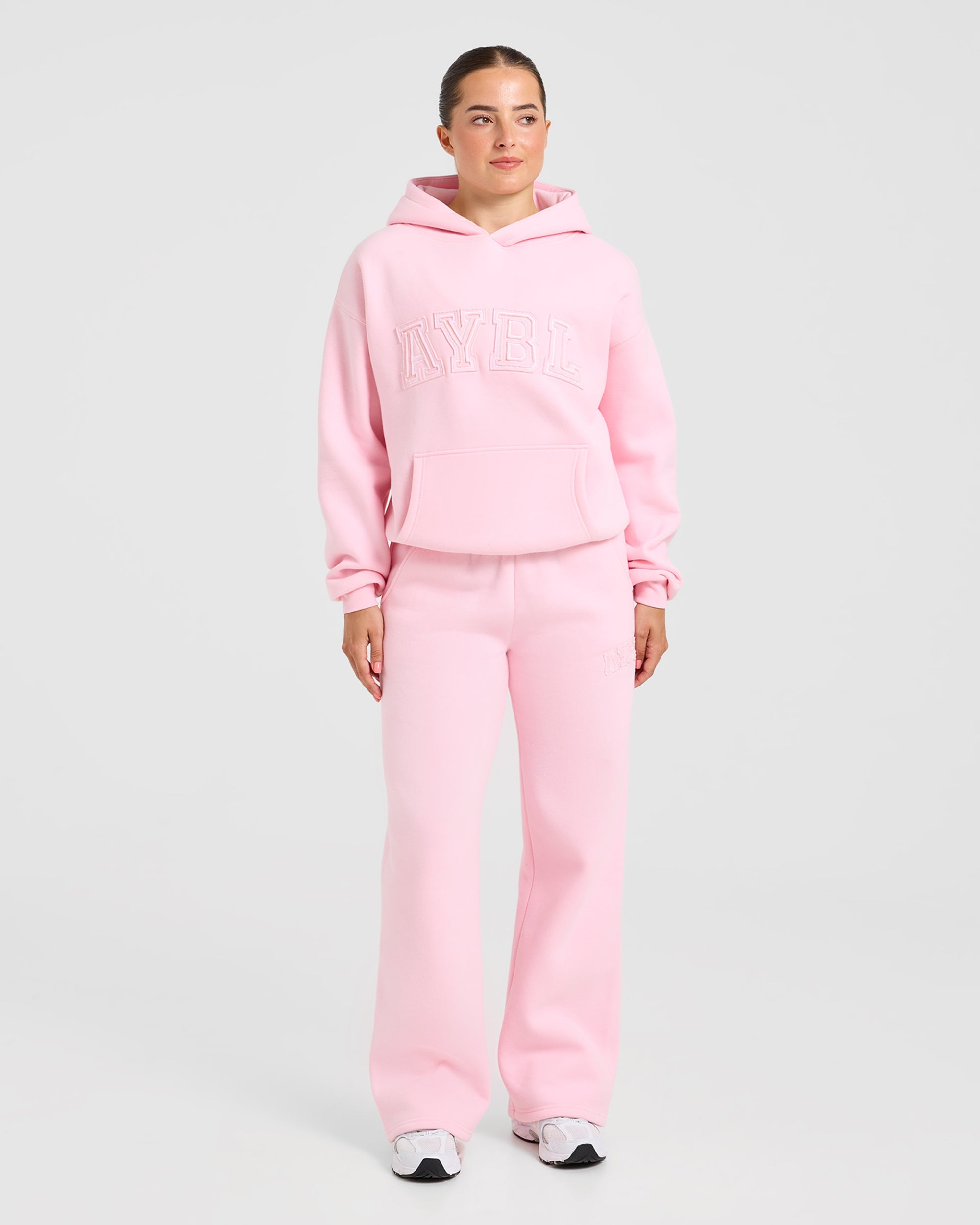 Varsity Applique Oversized Straight Leg Joggers - Baby Roze