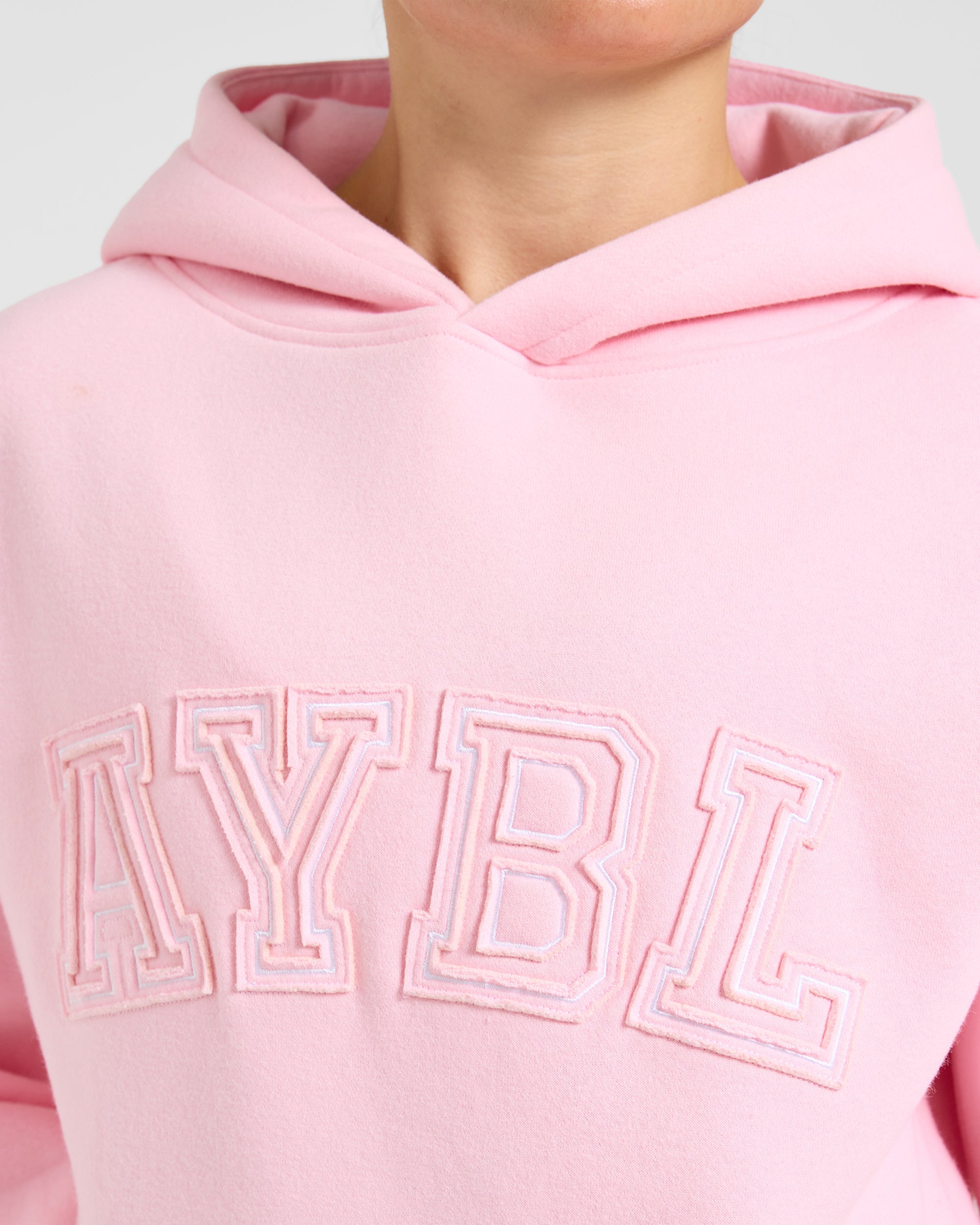 Varsity Applique Oversized Hoodie - Baby Roze