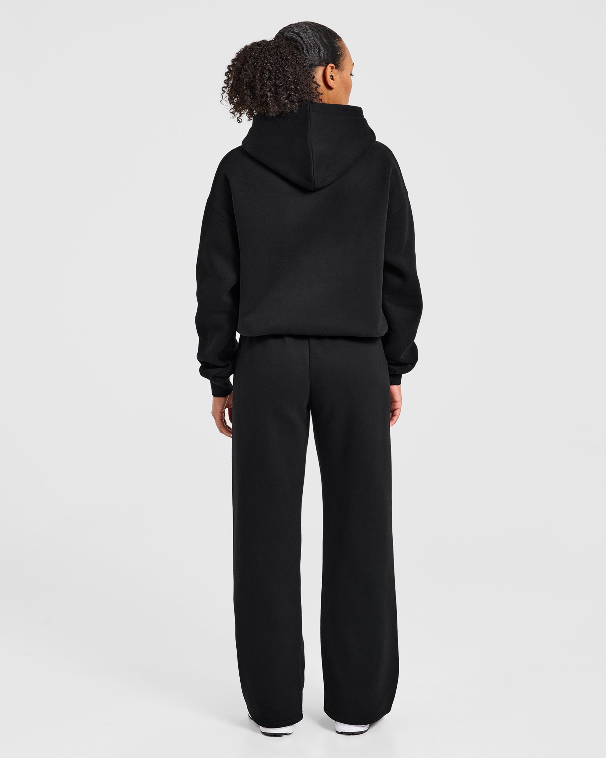 Varsity Applique Oversized Hoodie - Zwart