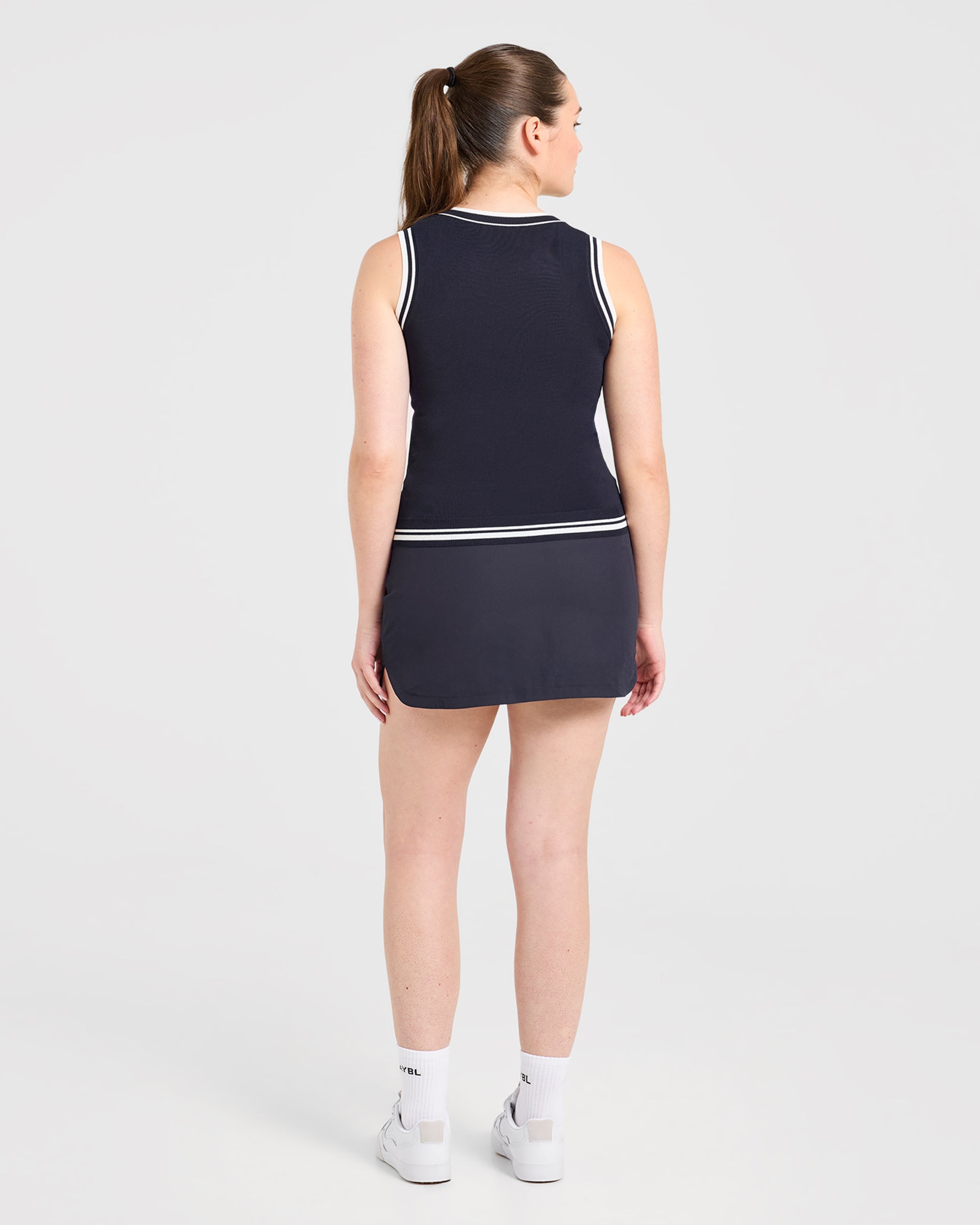 Classic Knitted V Neck Vest - Navy