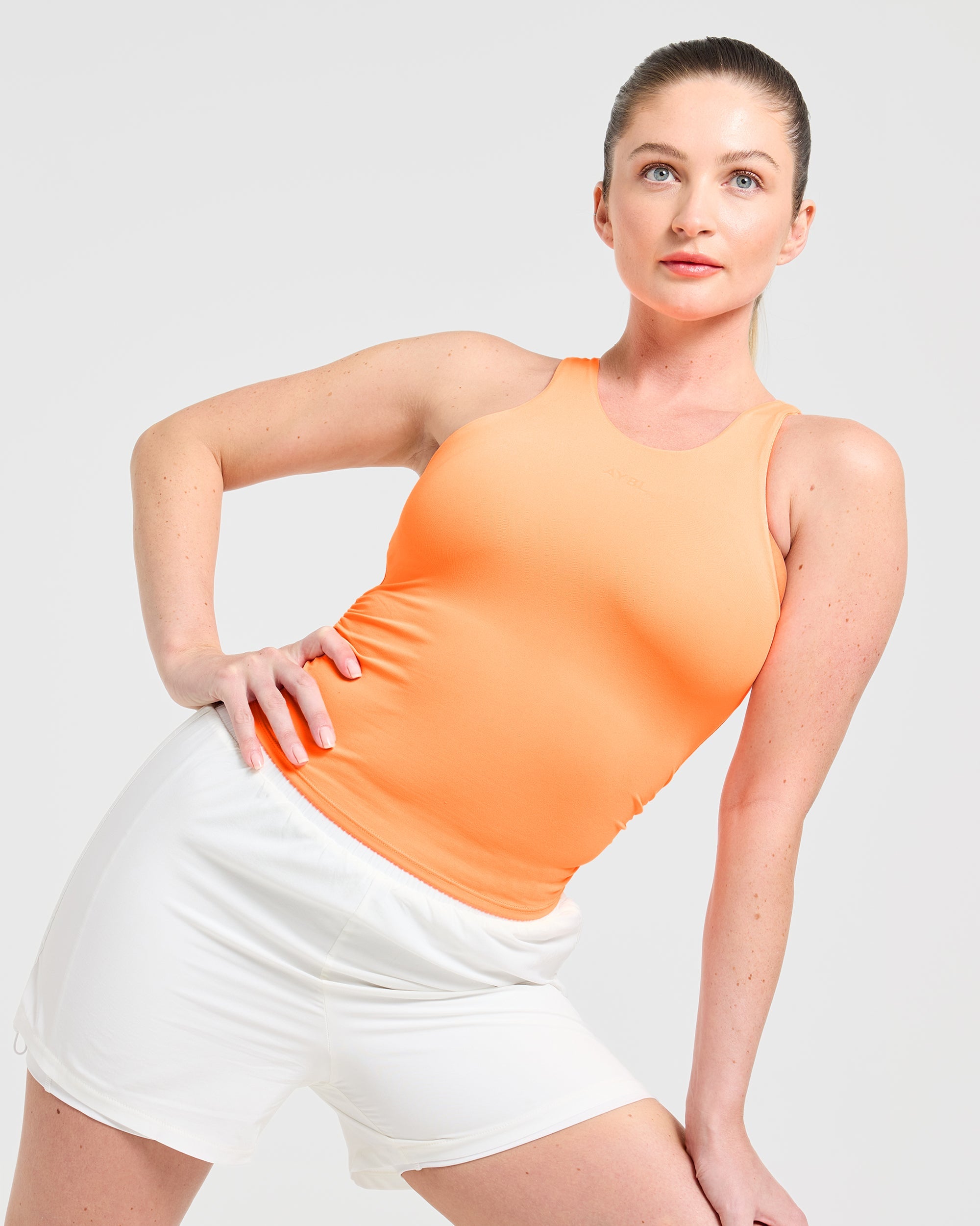 Run Ruched Tank - Vibrant Apricot