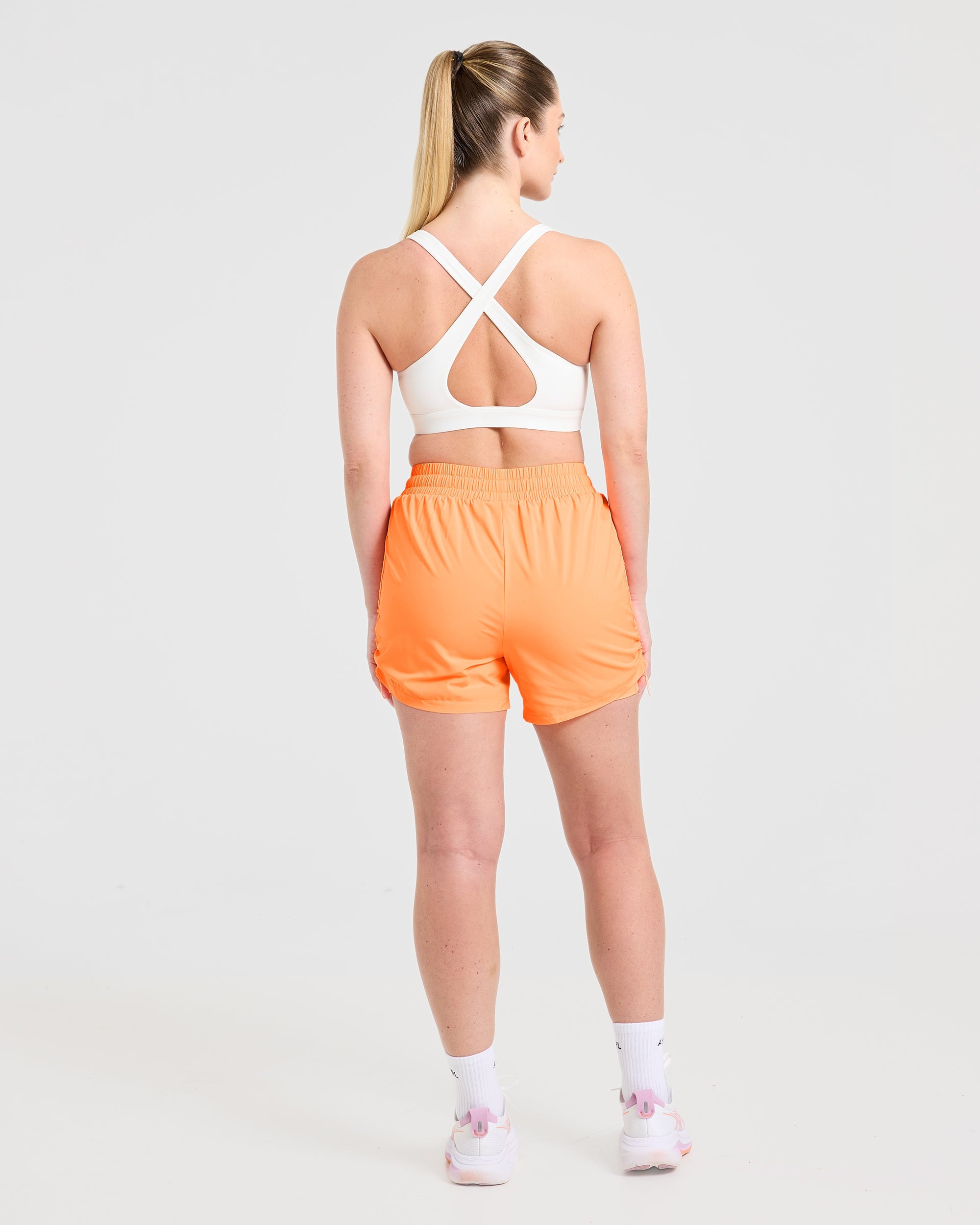 Run Ruched Shorts - Vibrant Apricot