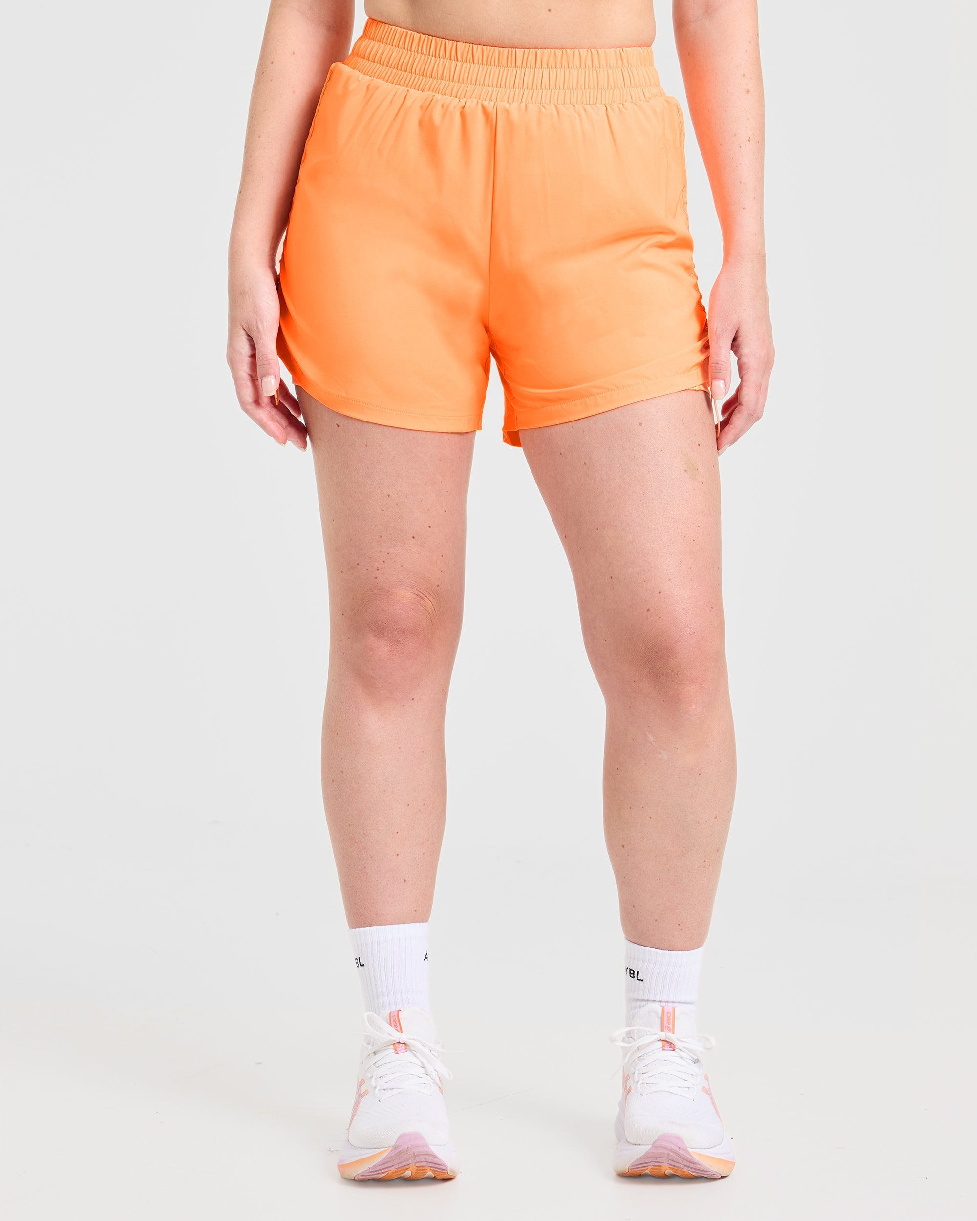 Run Ruched Shorts - Vibrant Apricot