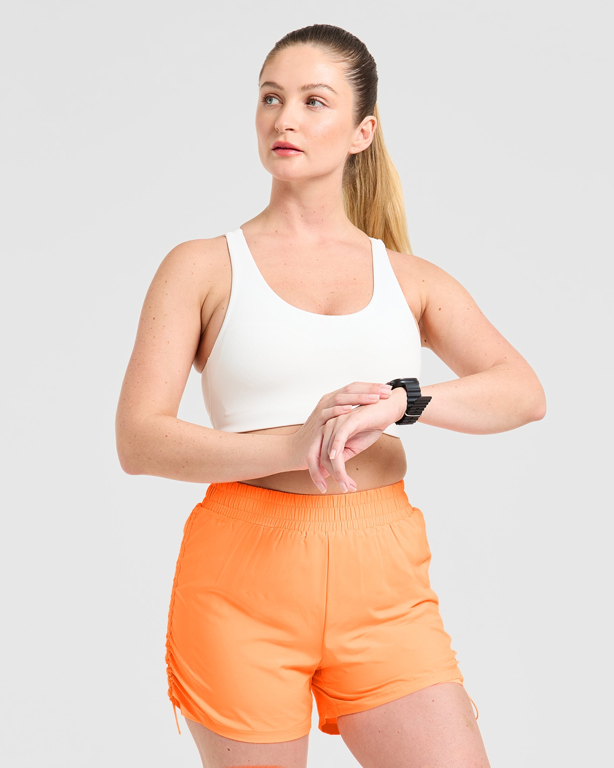 Run Ruched Shorts - Vibrant Apricot