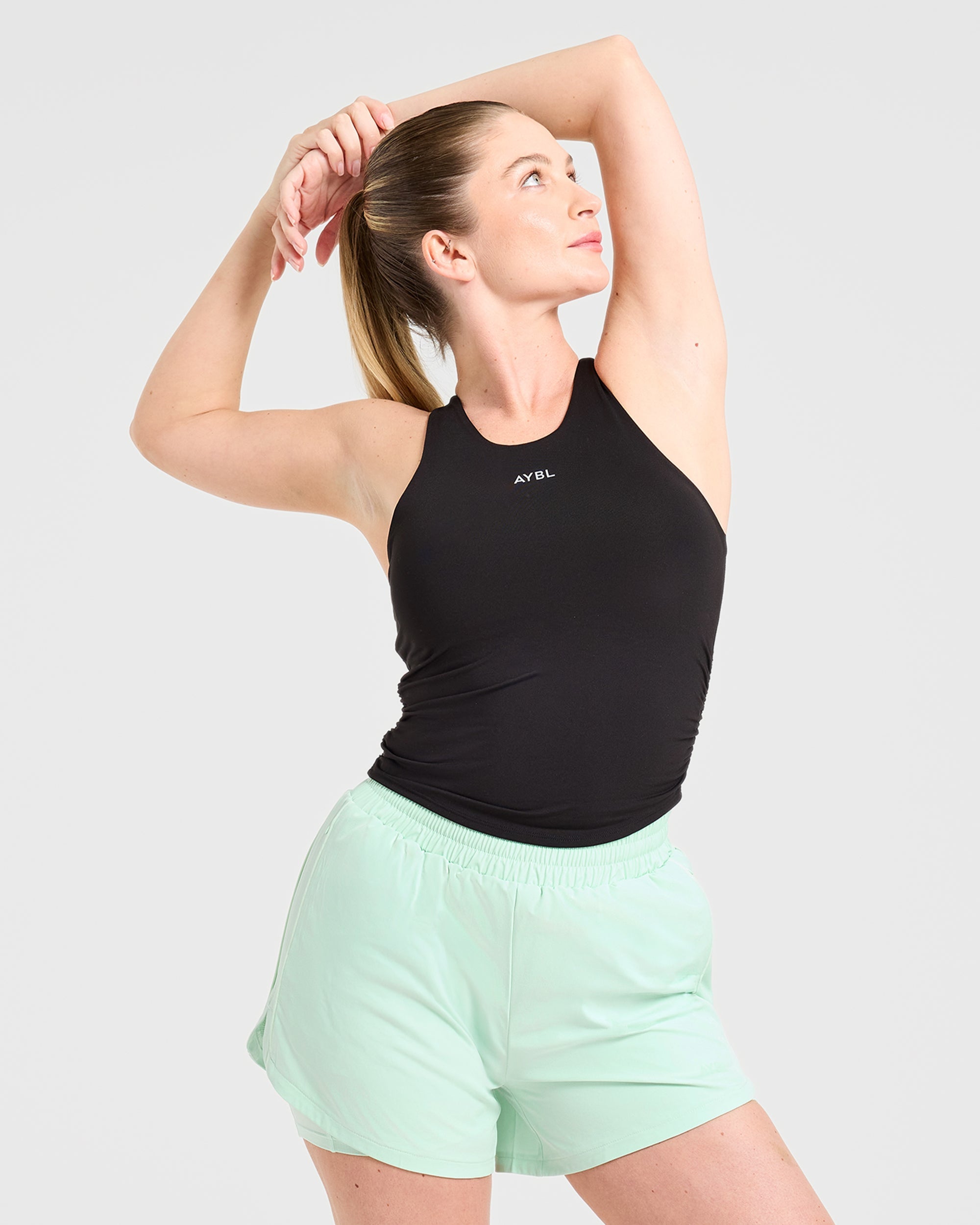 Run Ruched Tank - Zwart