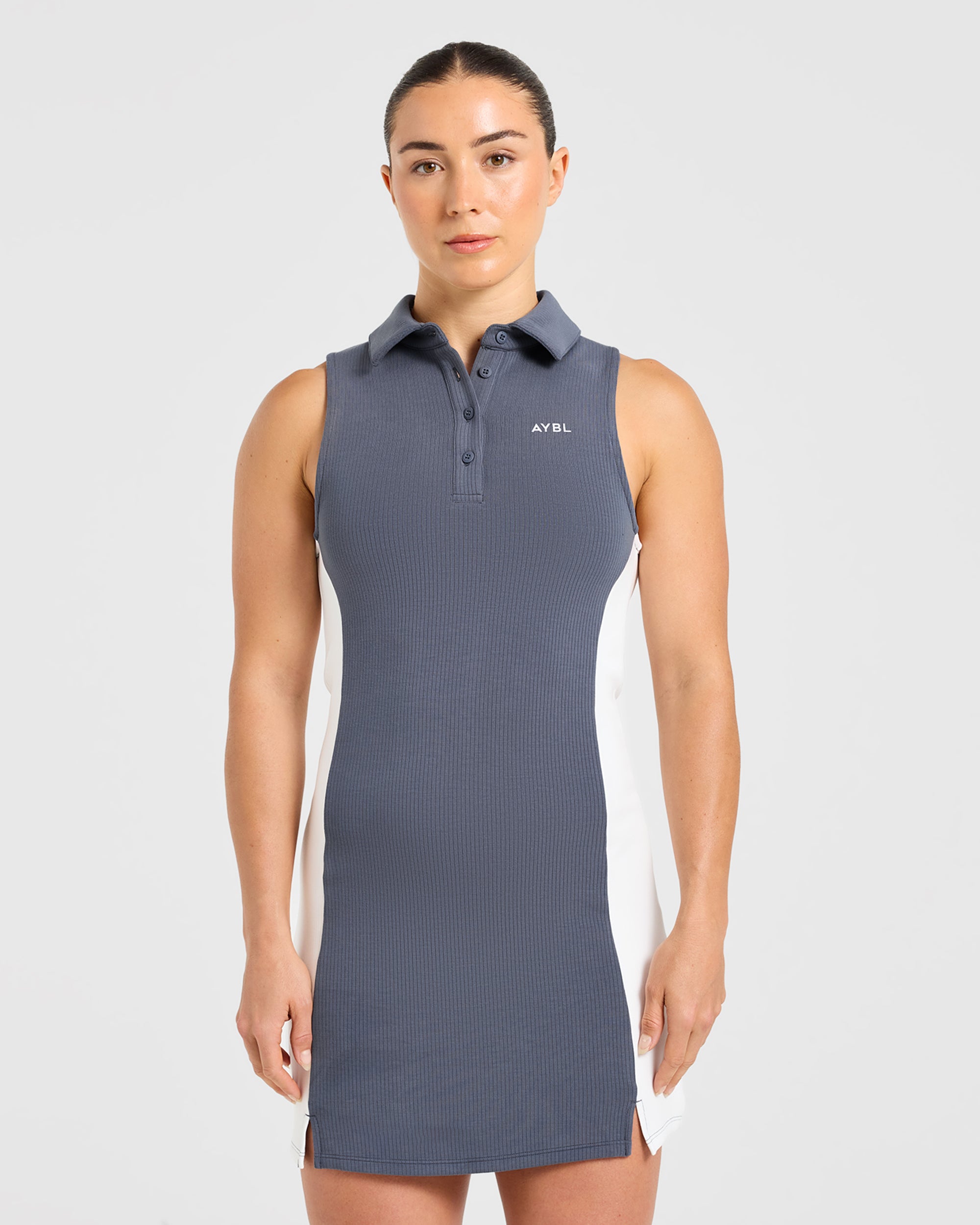 Signature Collar Dress - Steel Blauw