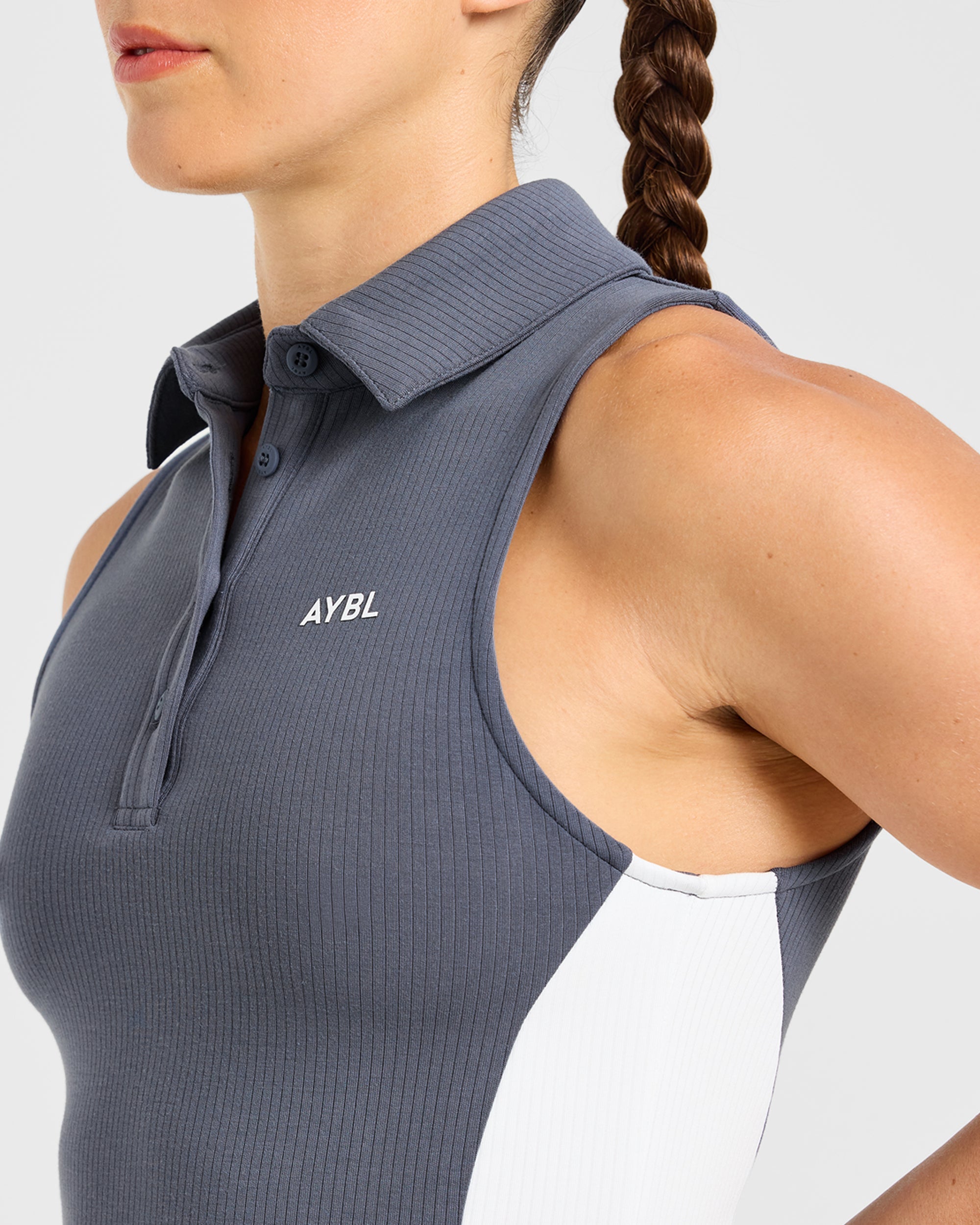 Signature Collar Dress - Steel Blauw