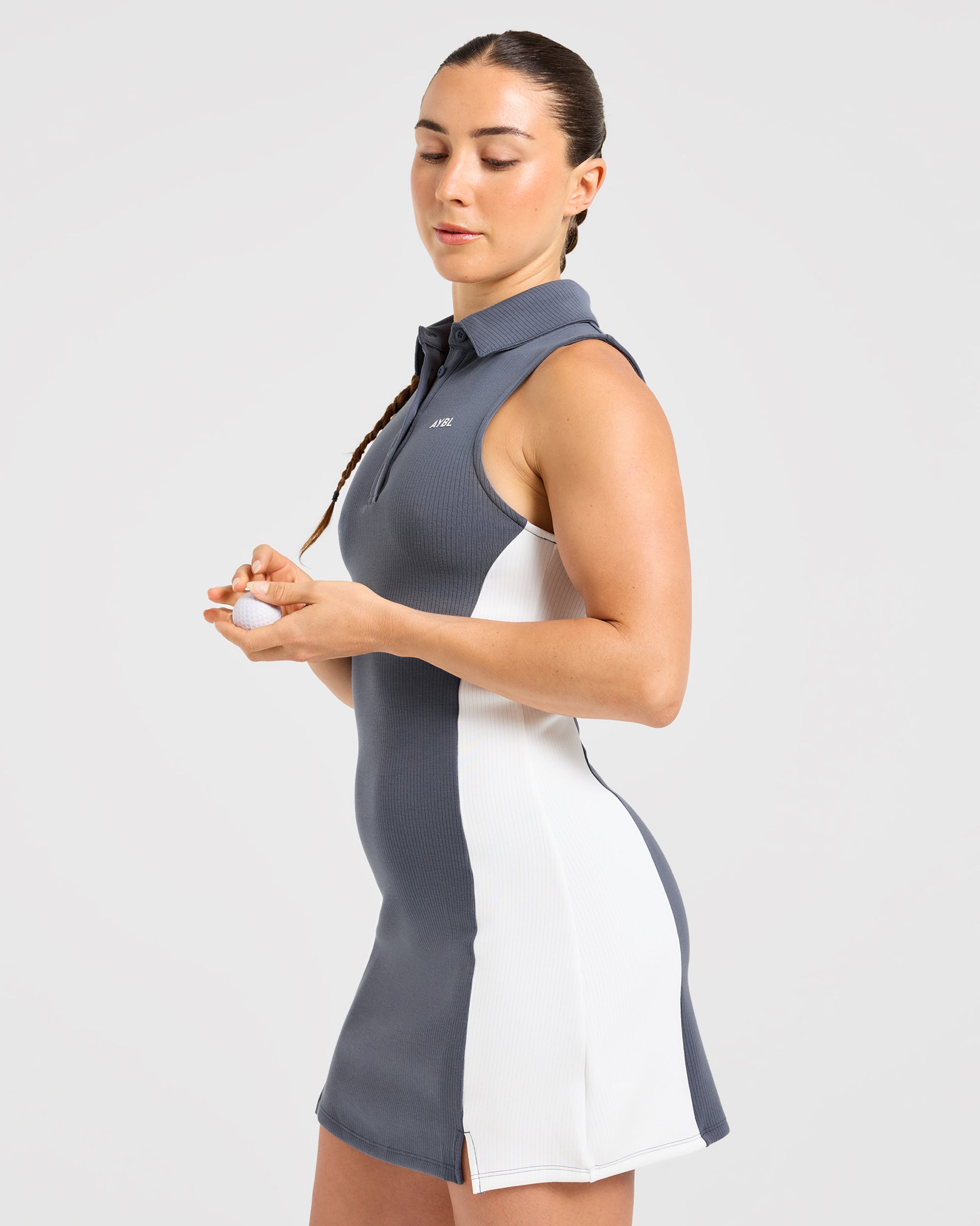 Signature Collar Dress - Steel Blauw