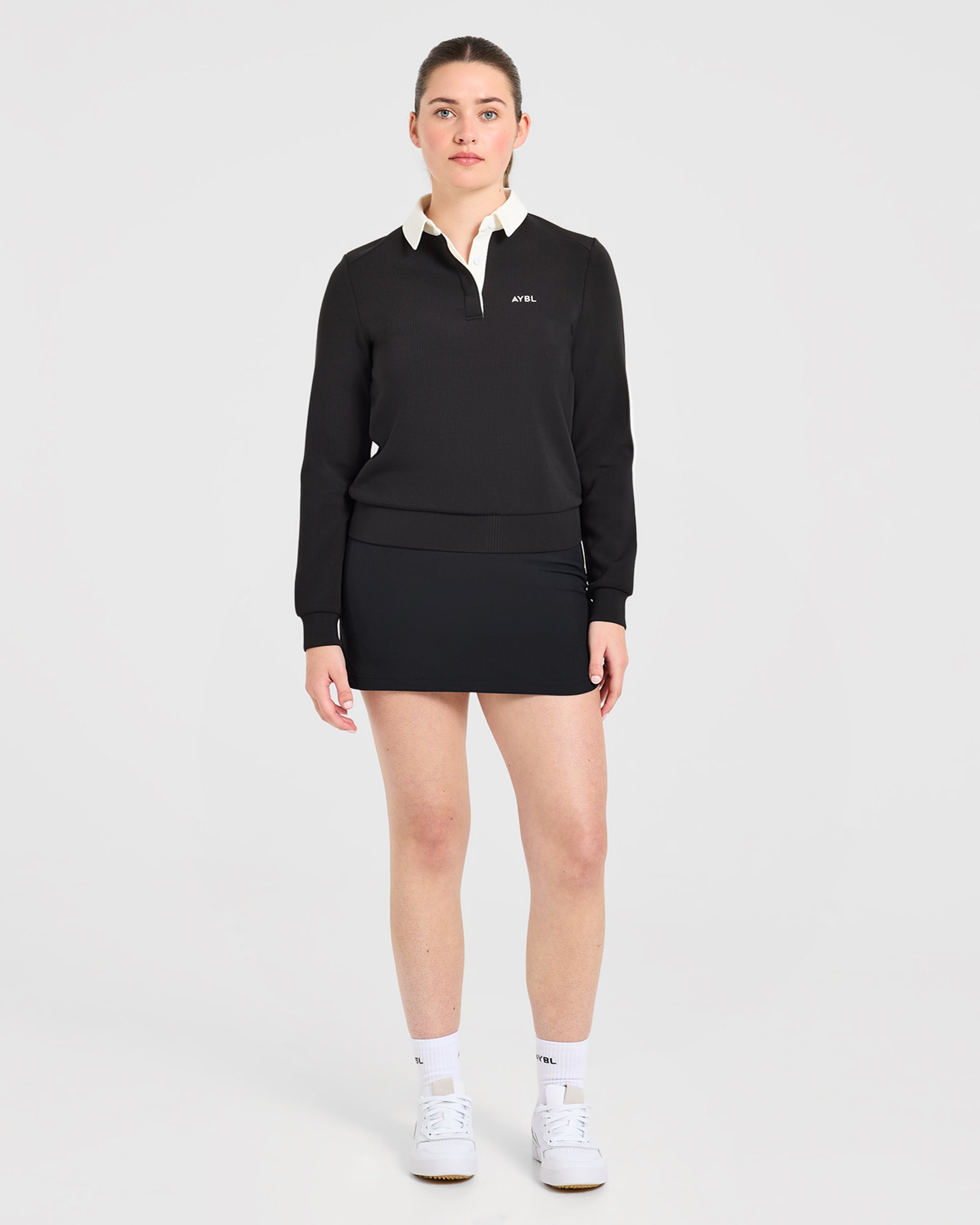 Signature Long Sleeve Polo - Zwart