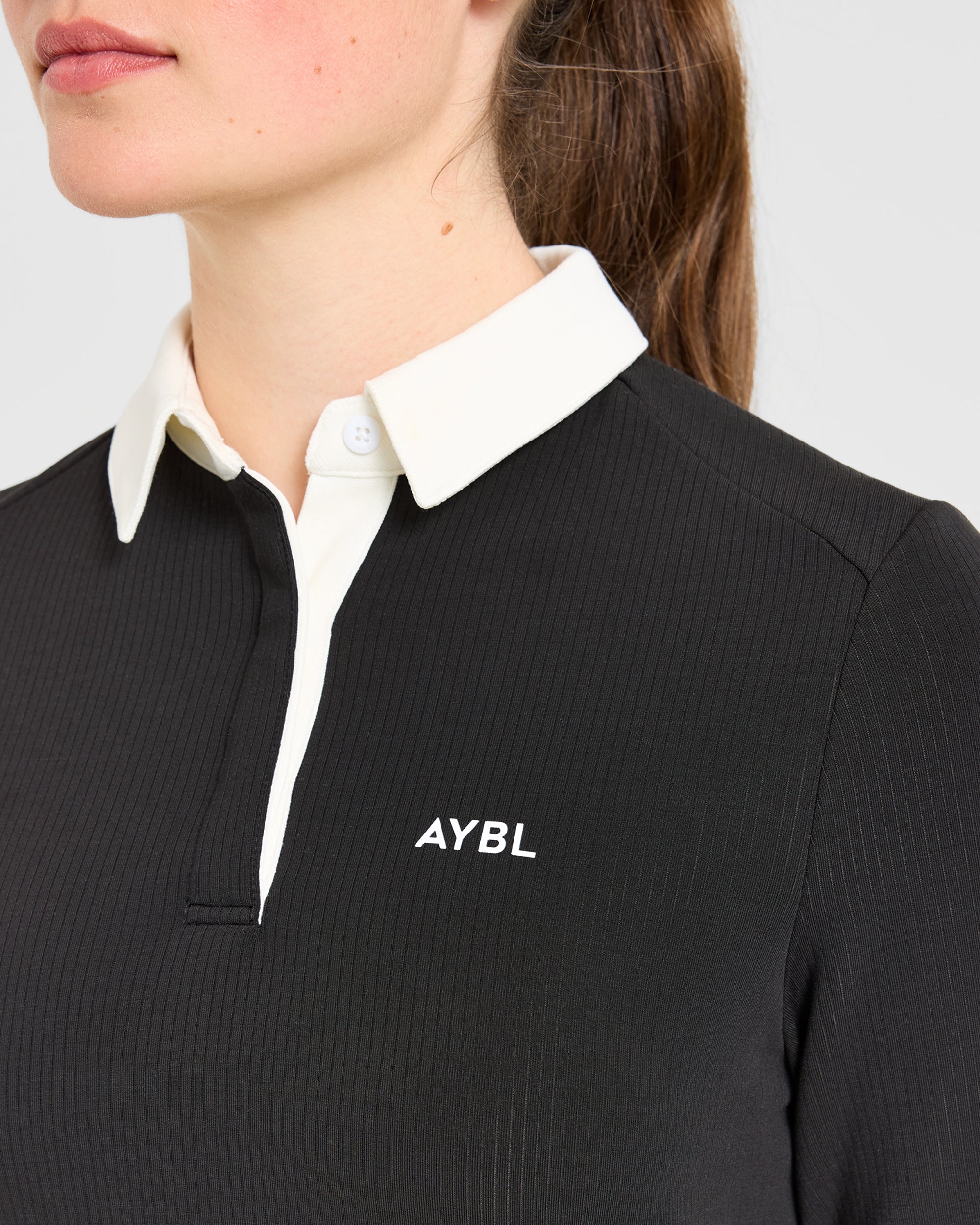 Signature Long Sleeve Polo - Zwart
