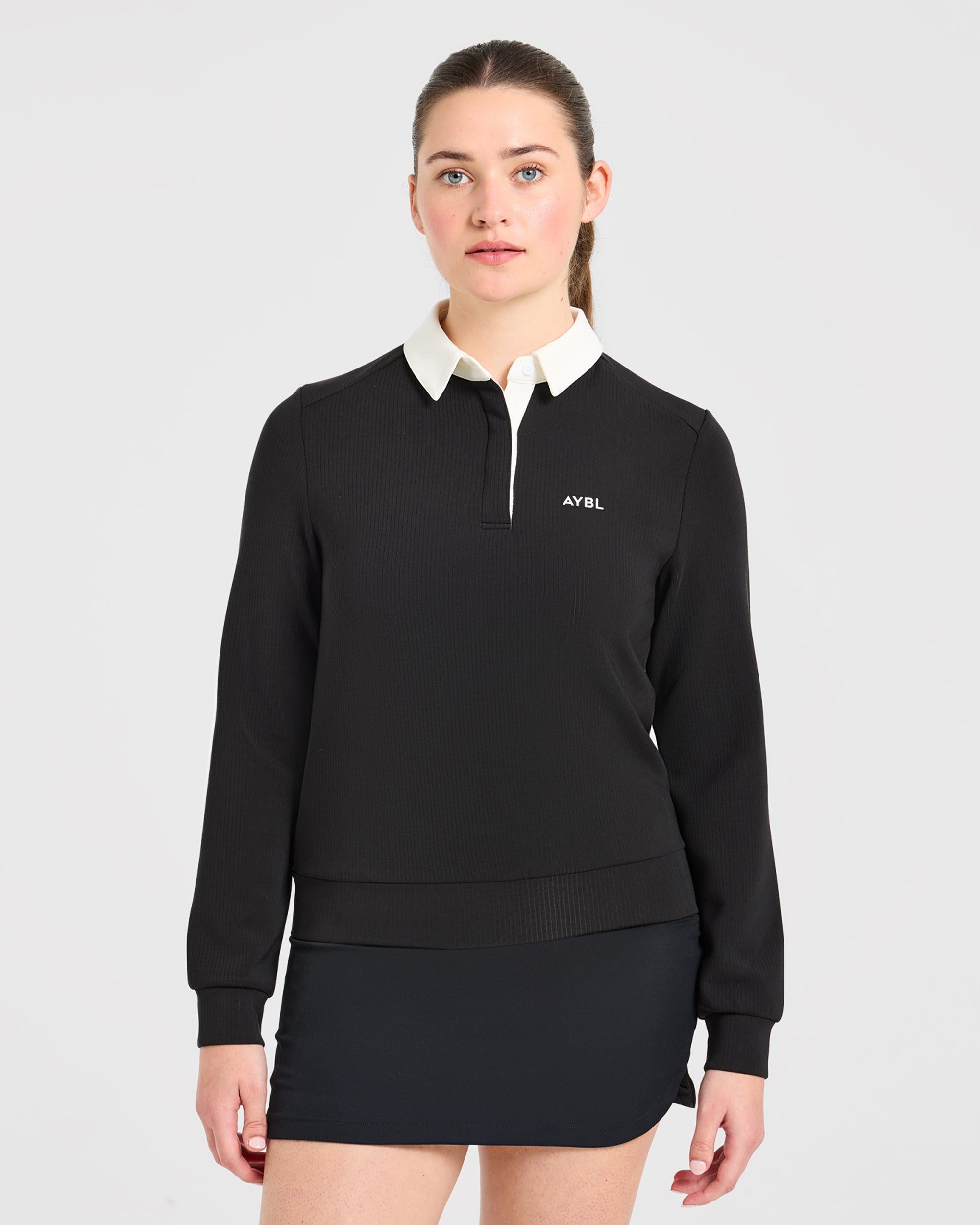 Signature Long Sleeve Polo - Zwart