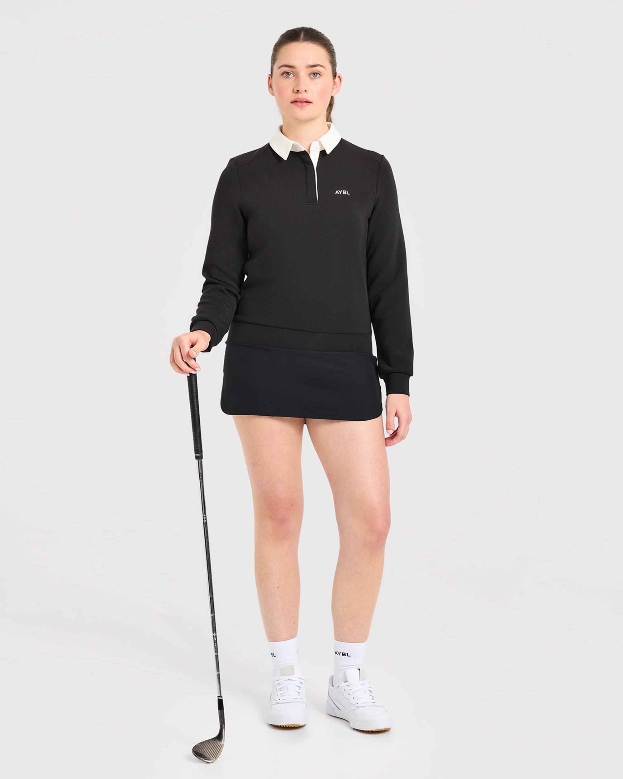 Signature Long Sleeve Polo - Zwart