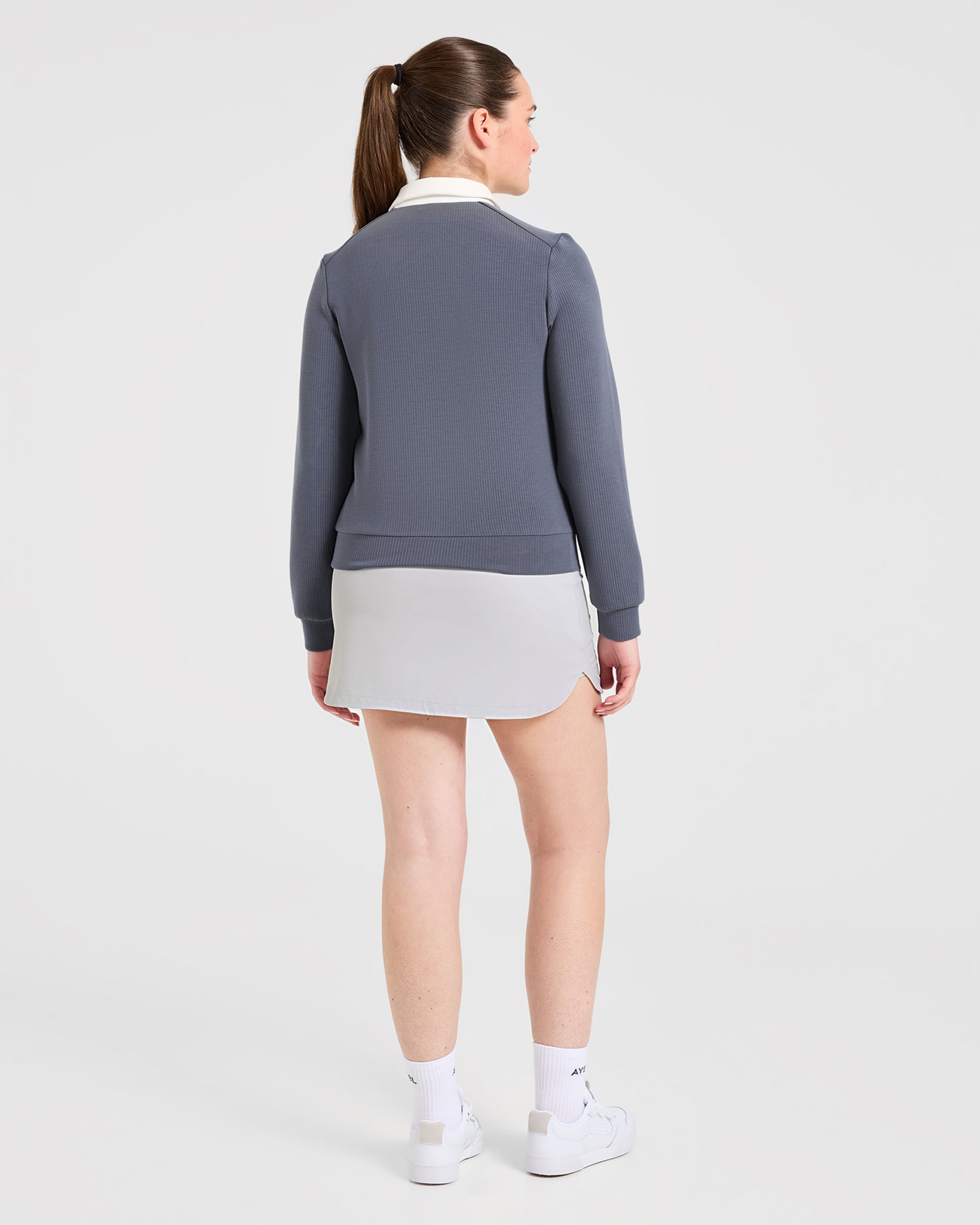 Signature Long Sleeve Polo - Steel Blauw