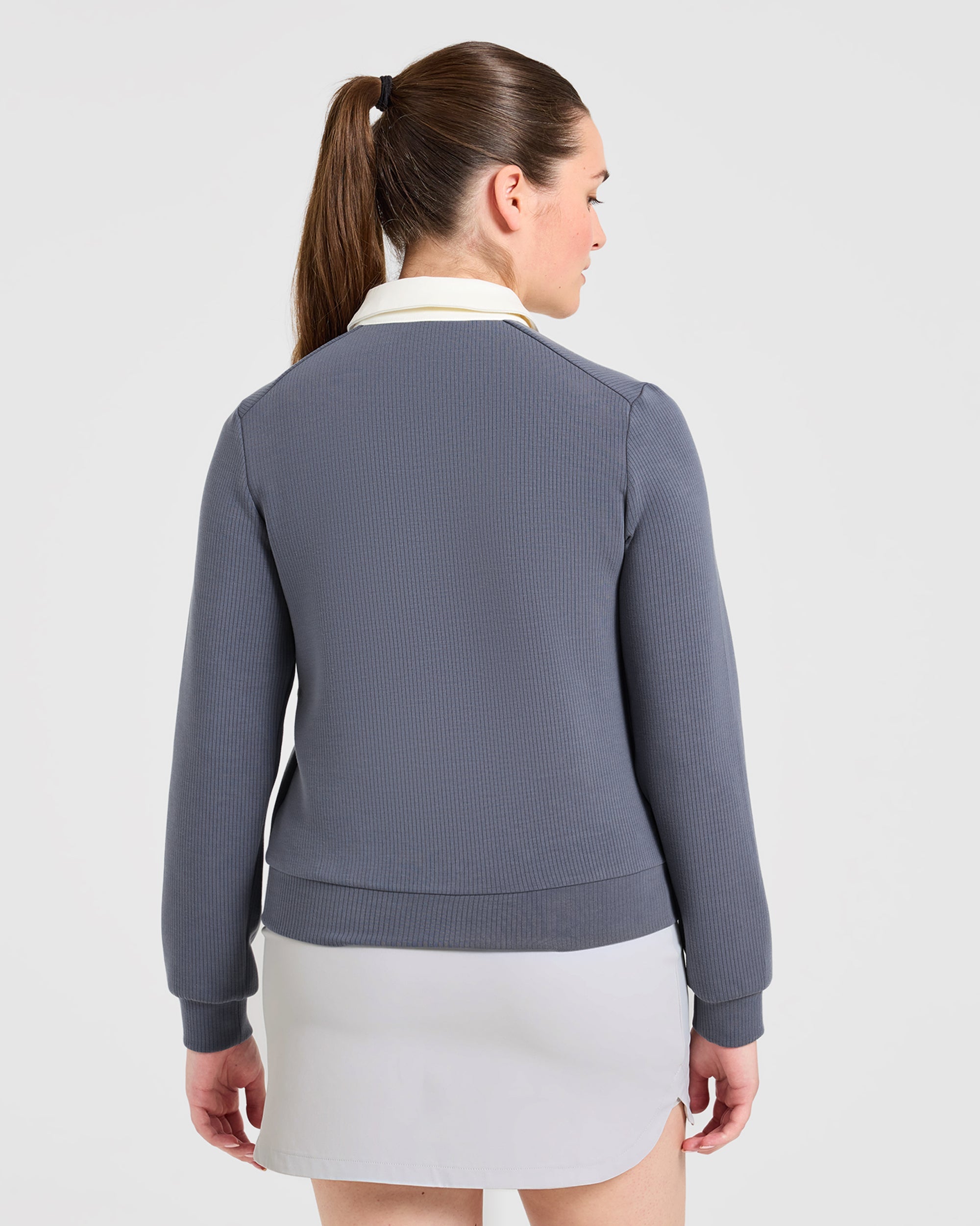 Signature Long Sleeve Polo - Steel Blauw