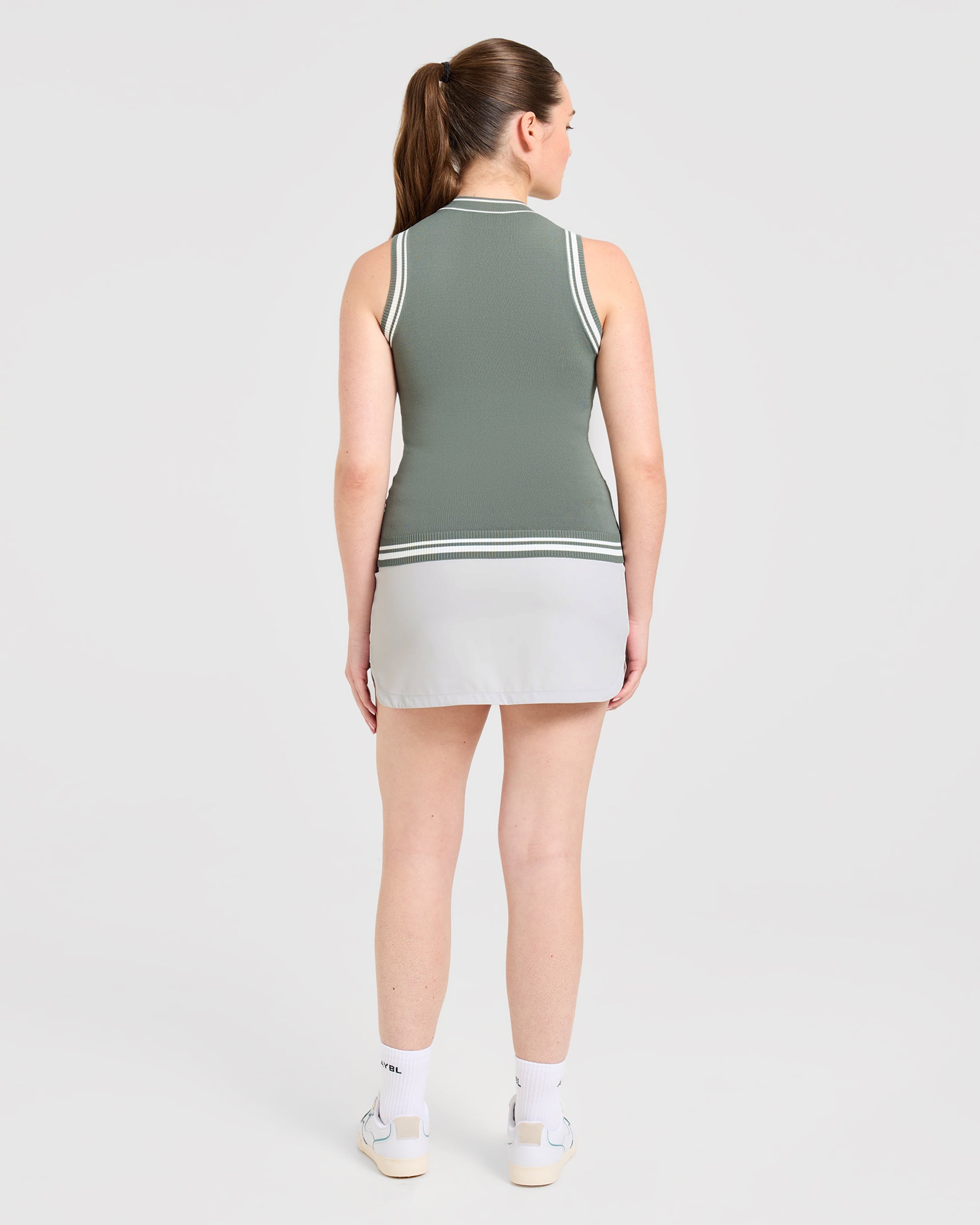 Classic Knitted High Neck Vest - Hillside Groen