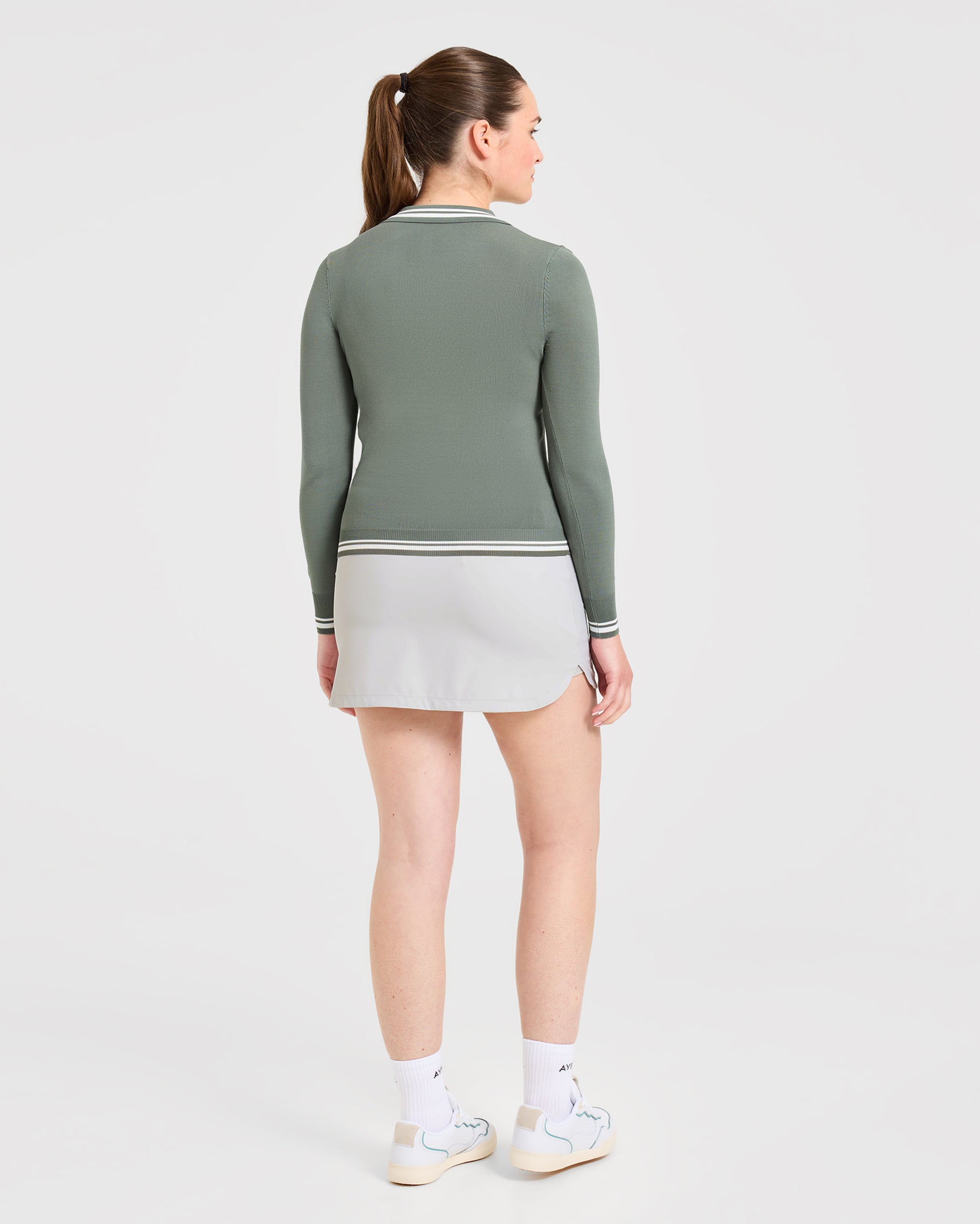 Classic Knitted Long Sleeve Polo - Hillside Groen