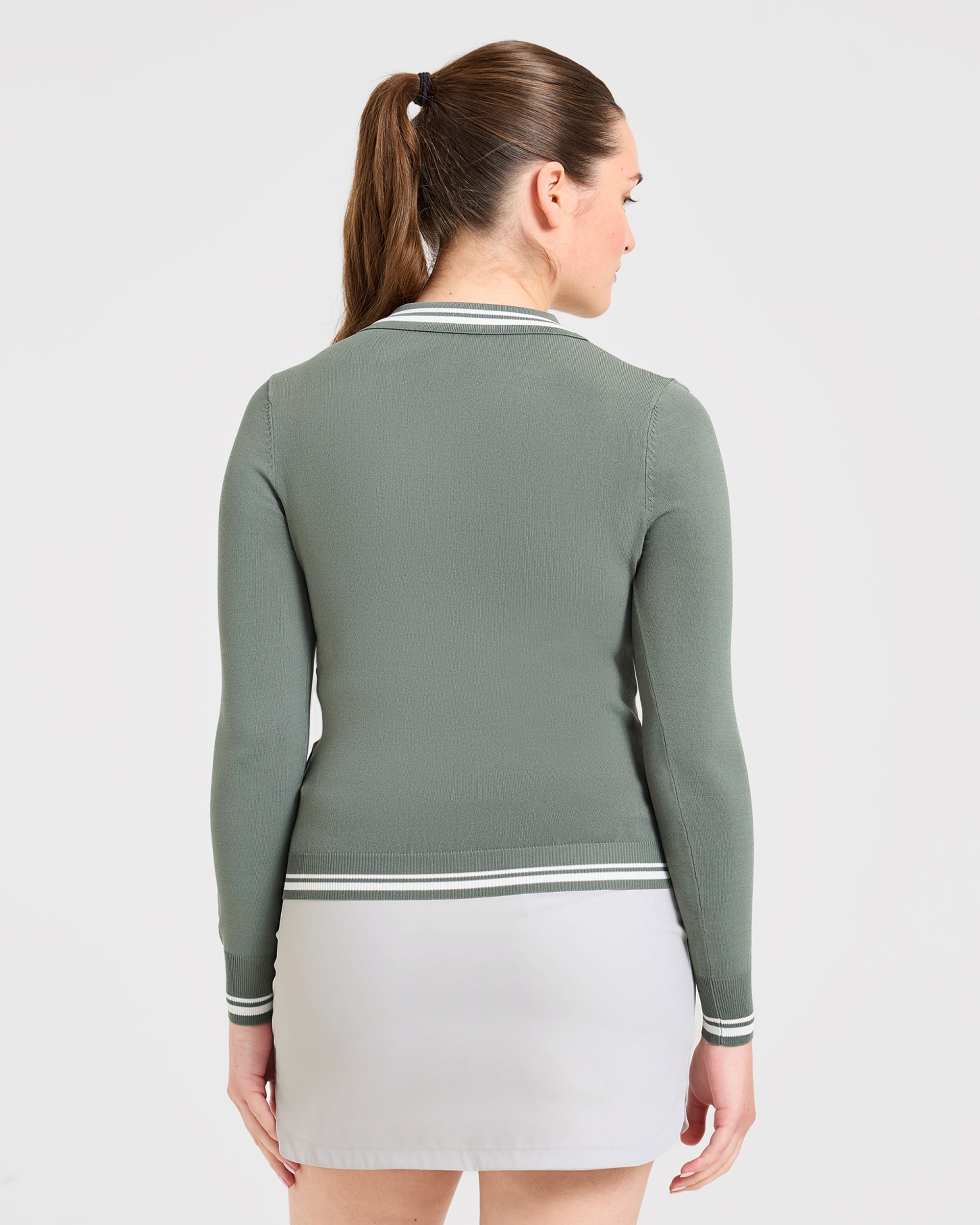 Classic Knitted Long Sleeve Polo - Hillside Groen