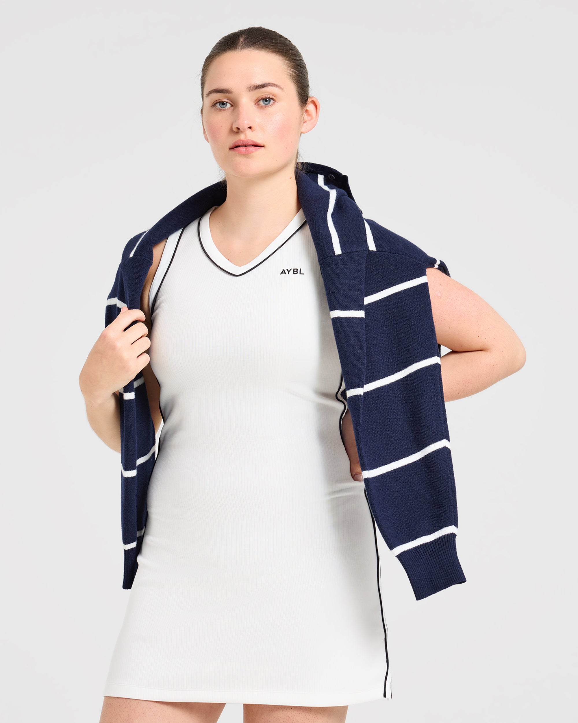 Signature V Neck Dress - Wit