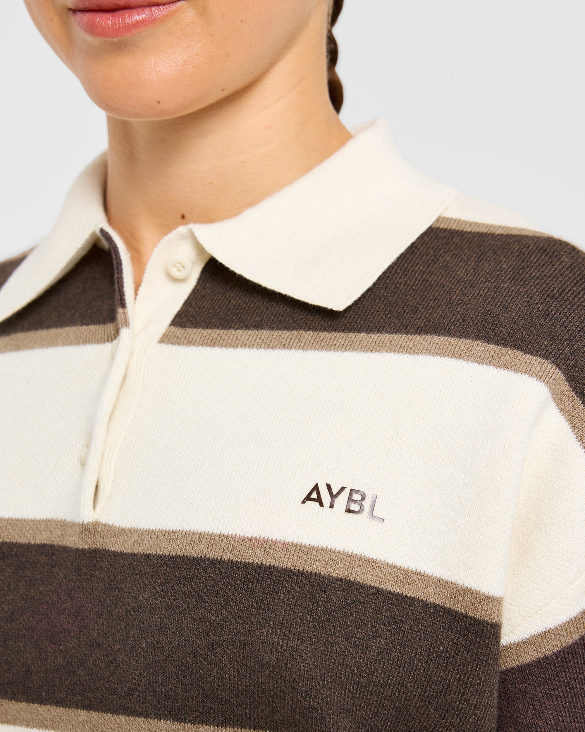 Signature Relaxed Knitted Polo - Beige/Bruin