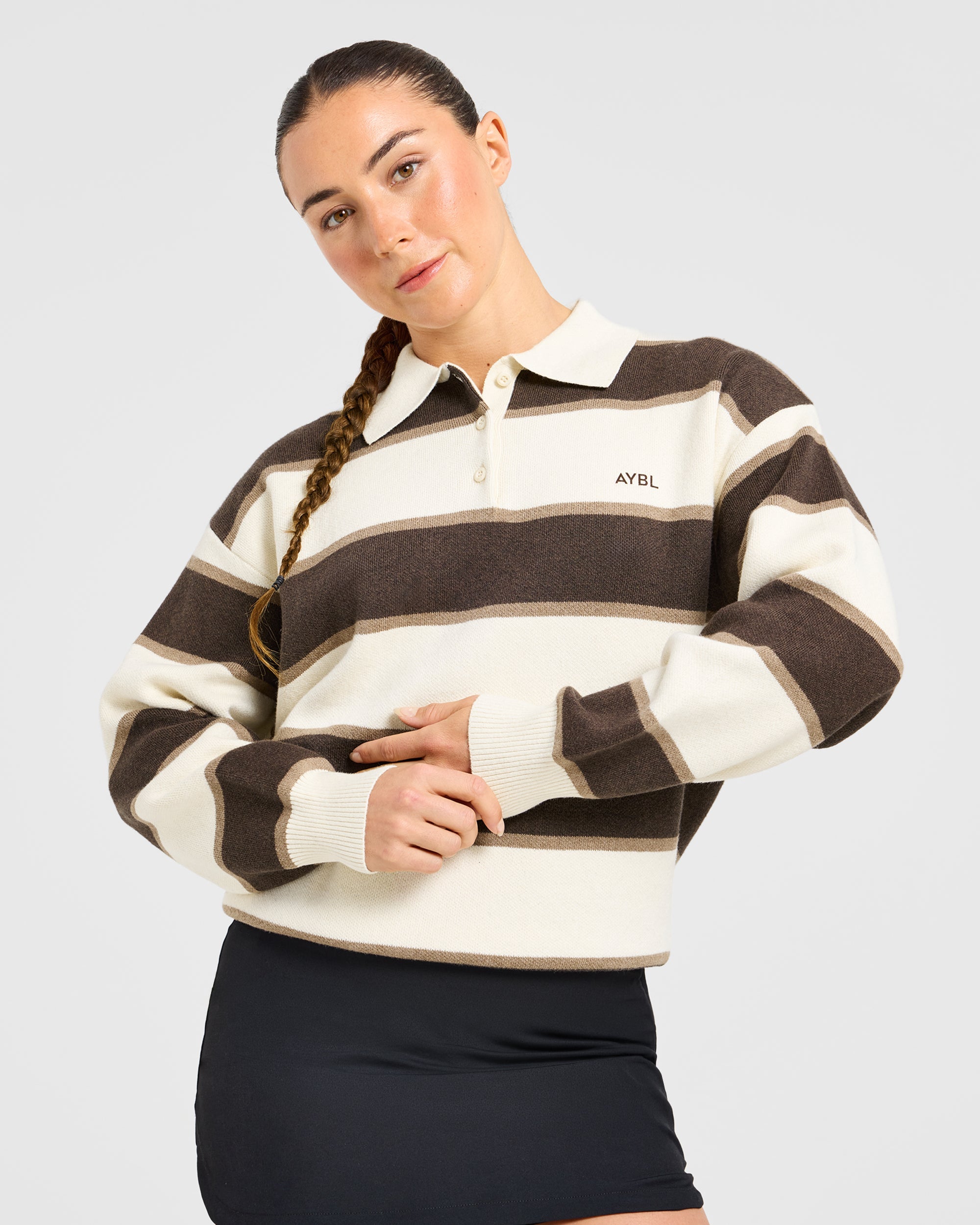 Signature Relaxed Knitted Polo - Beige/Bruin