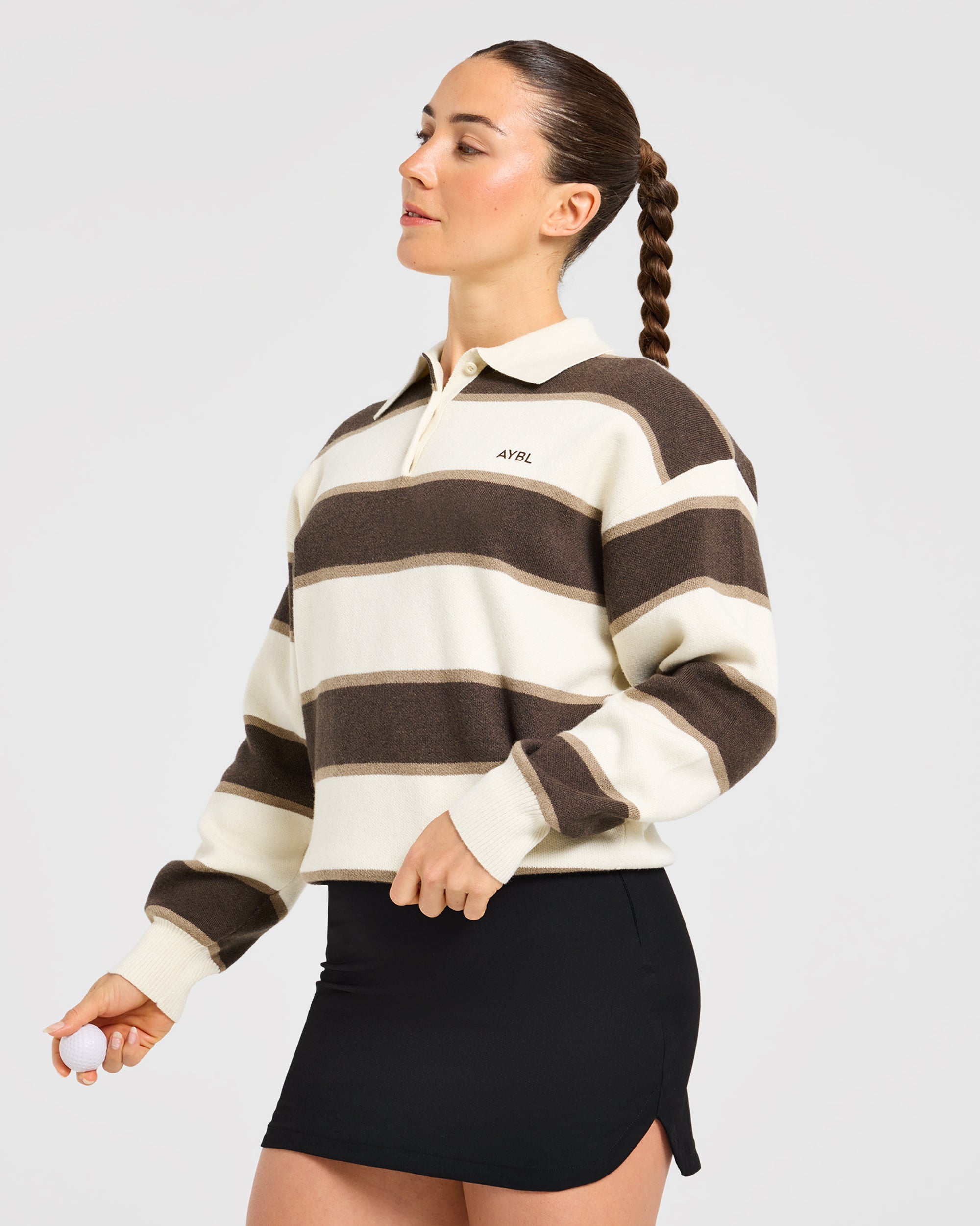 Signature Relaxed Knitted Polo - Beige/Bruin