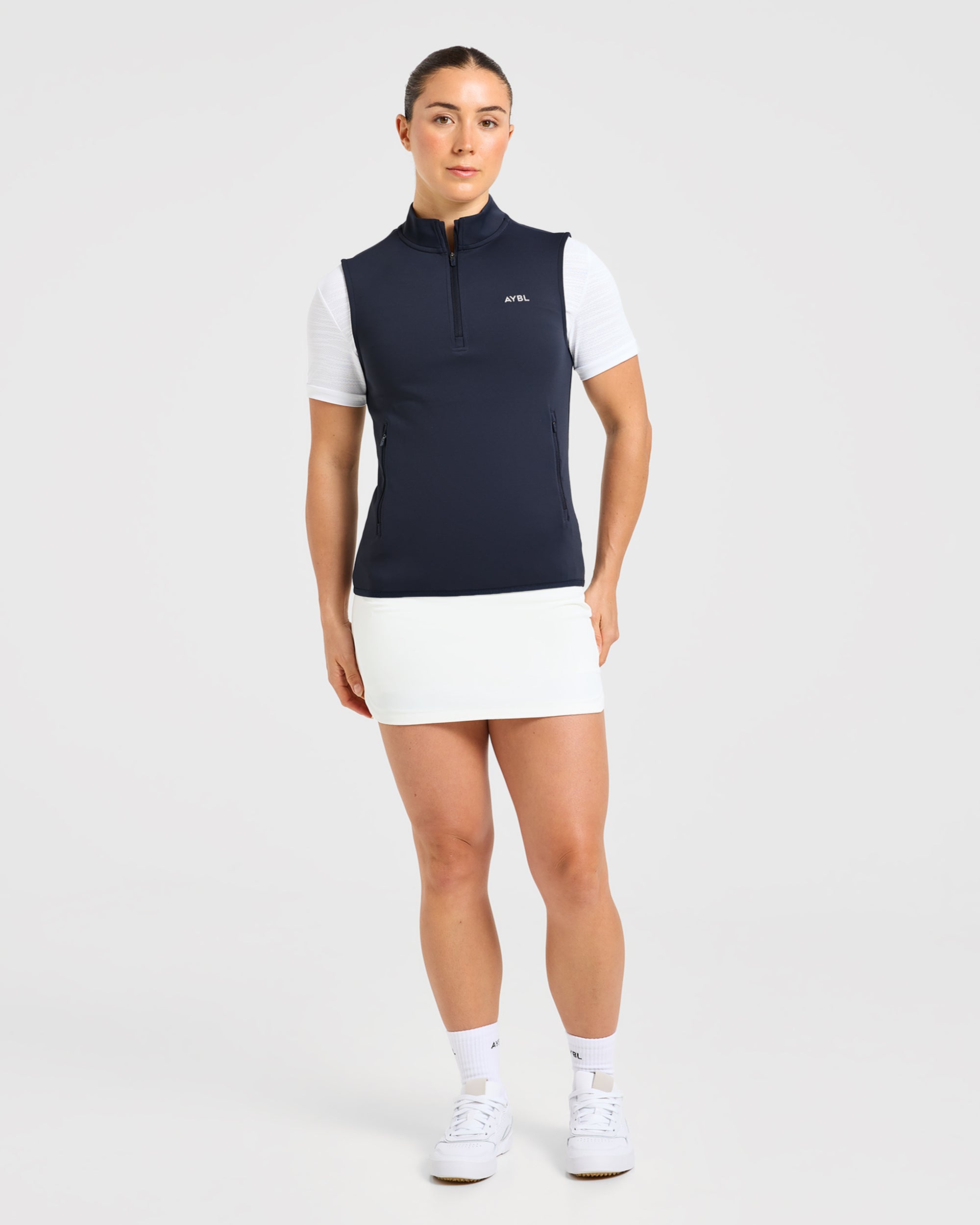 Classic 1/4 Zip Vest - Navy Blauw