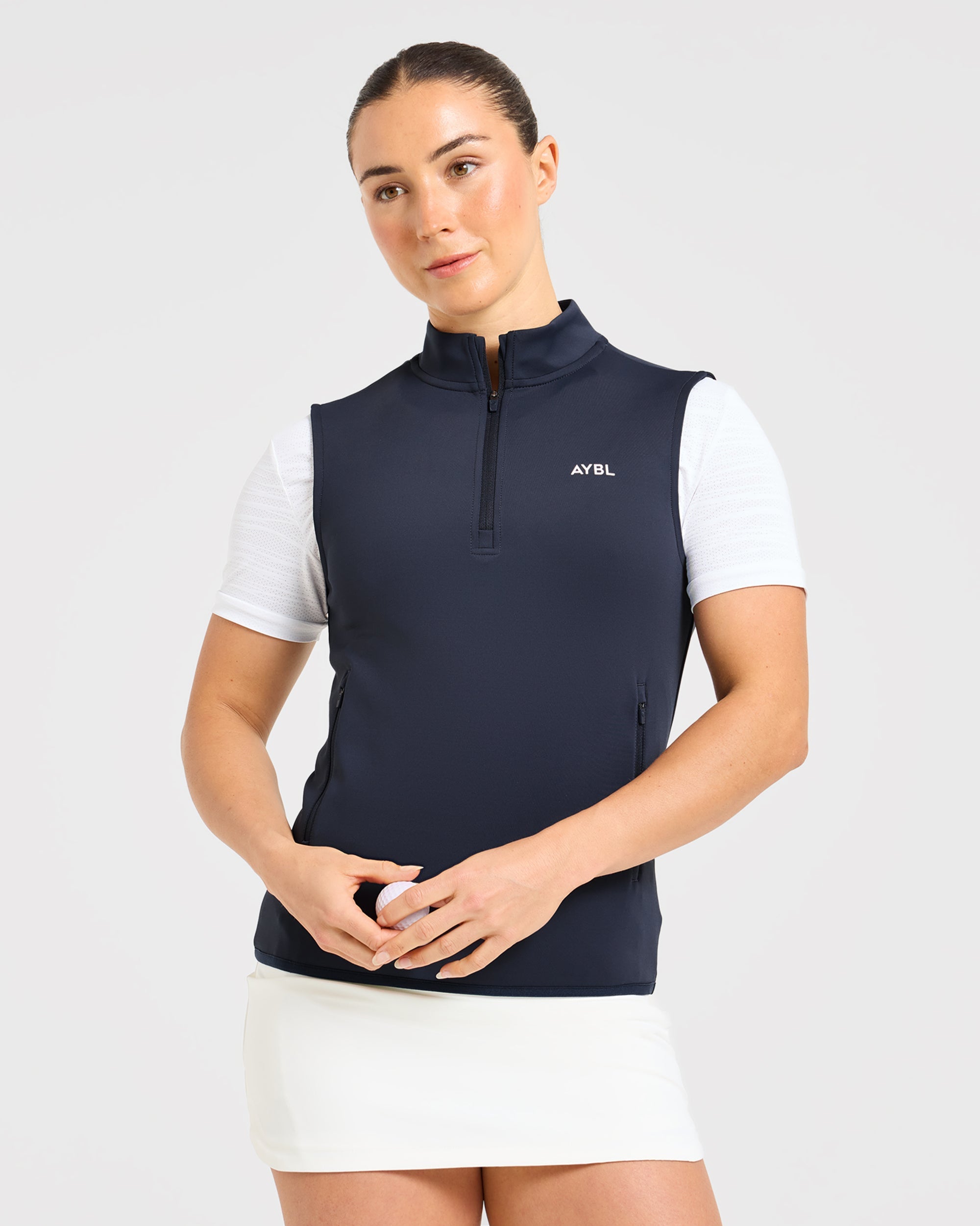 Classic 1/4 Zip Vest - Navy Blauw