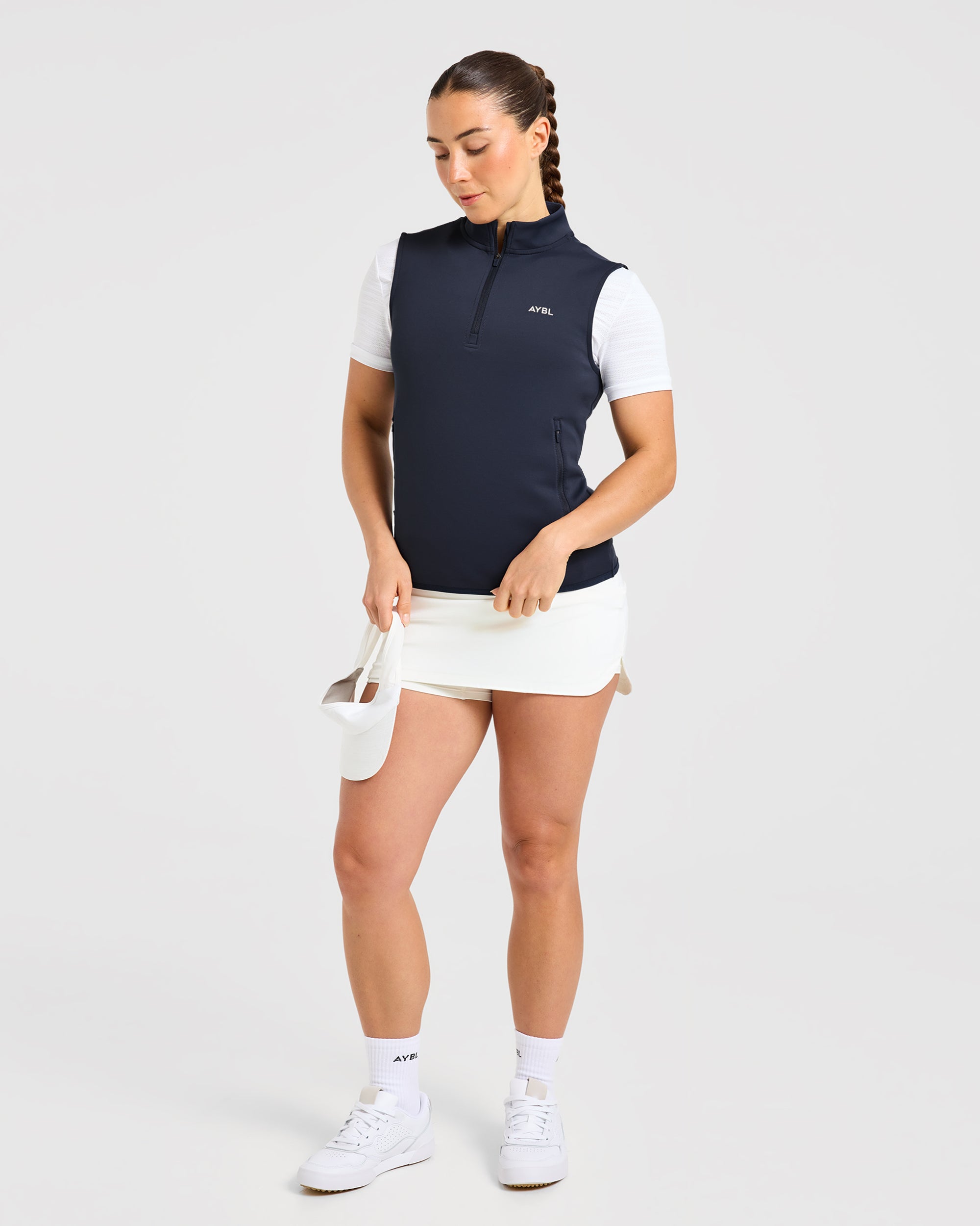 Classic 1/4 Zip Vest - Navy Blauw