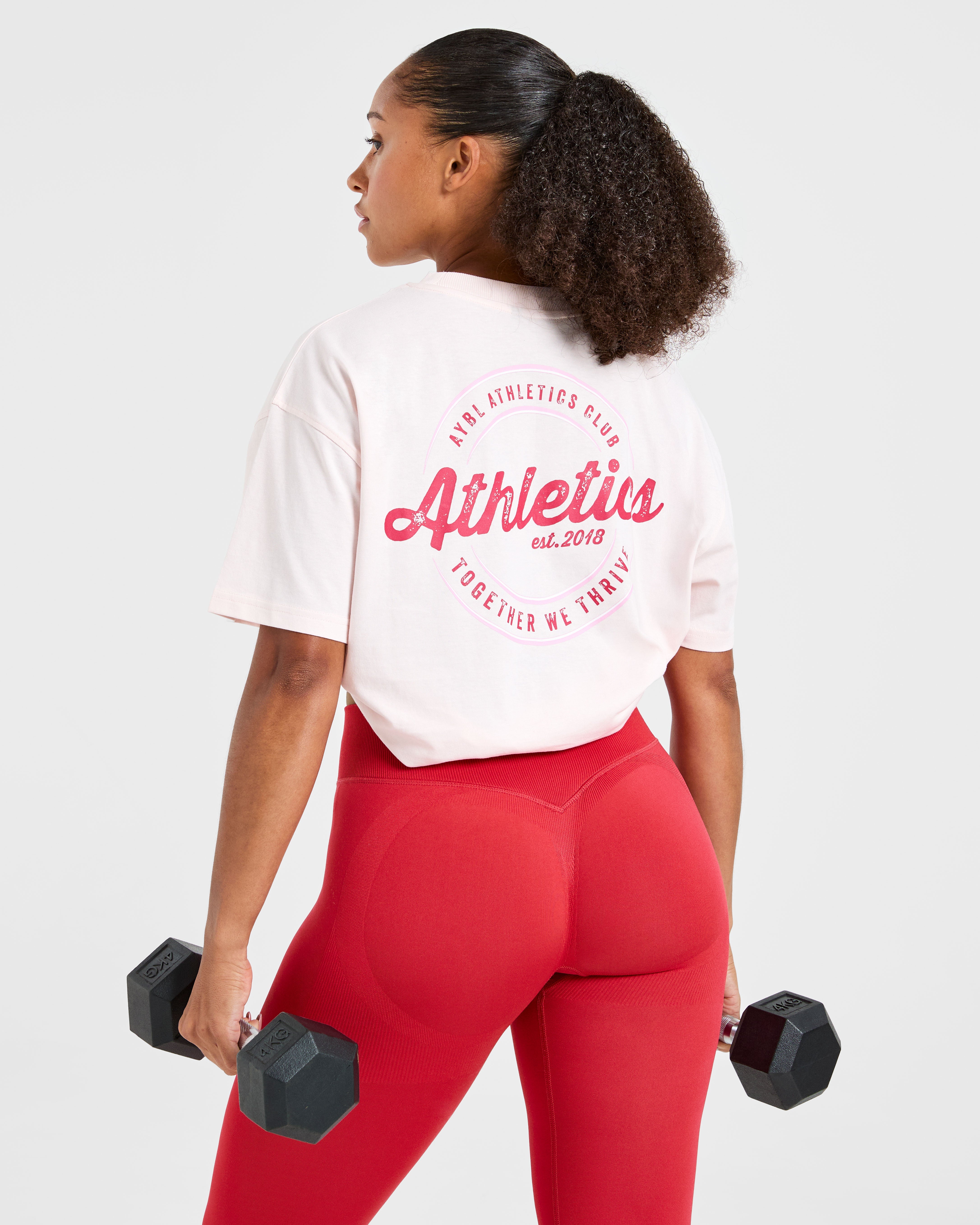 Retro Athletics Club Oversized T Shirt - Roze