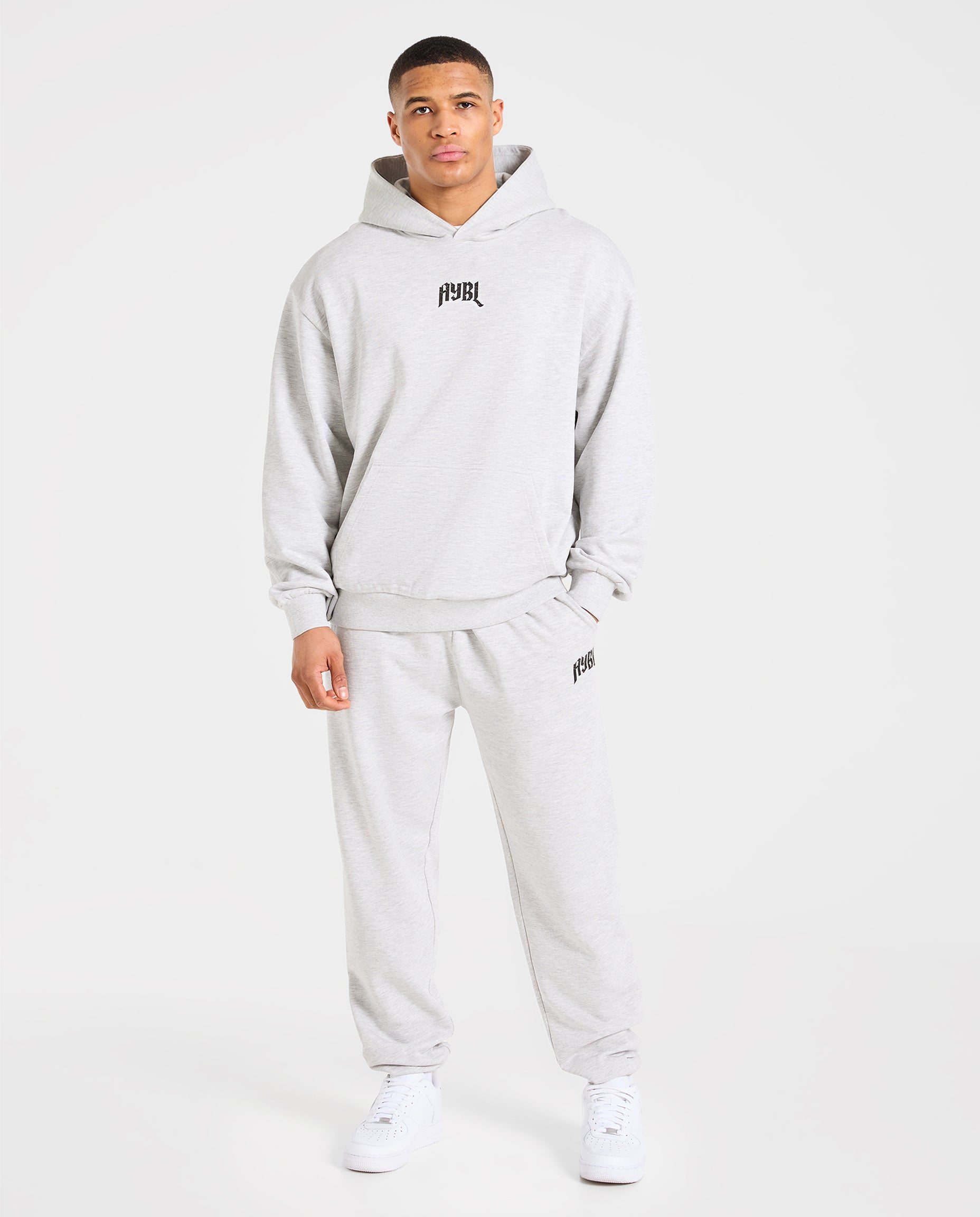 Heavy Lifting Gothic Oversized Hoodie - Grijs Marl