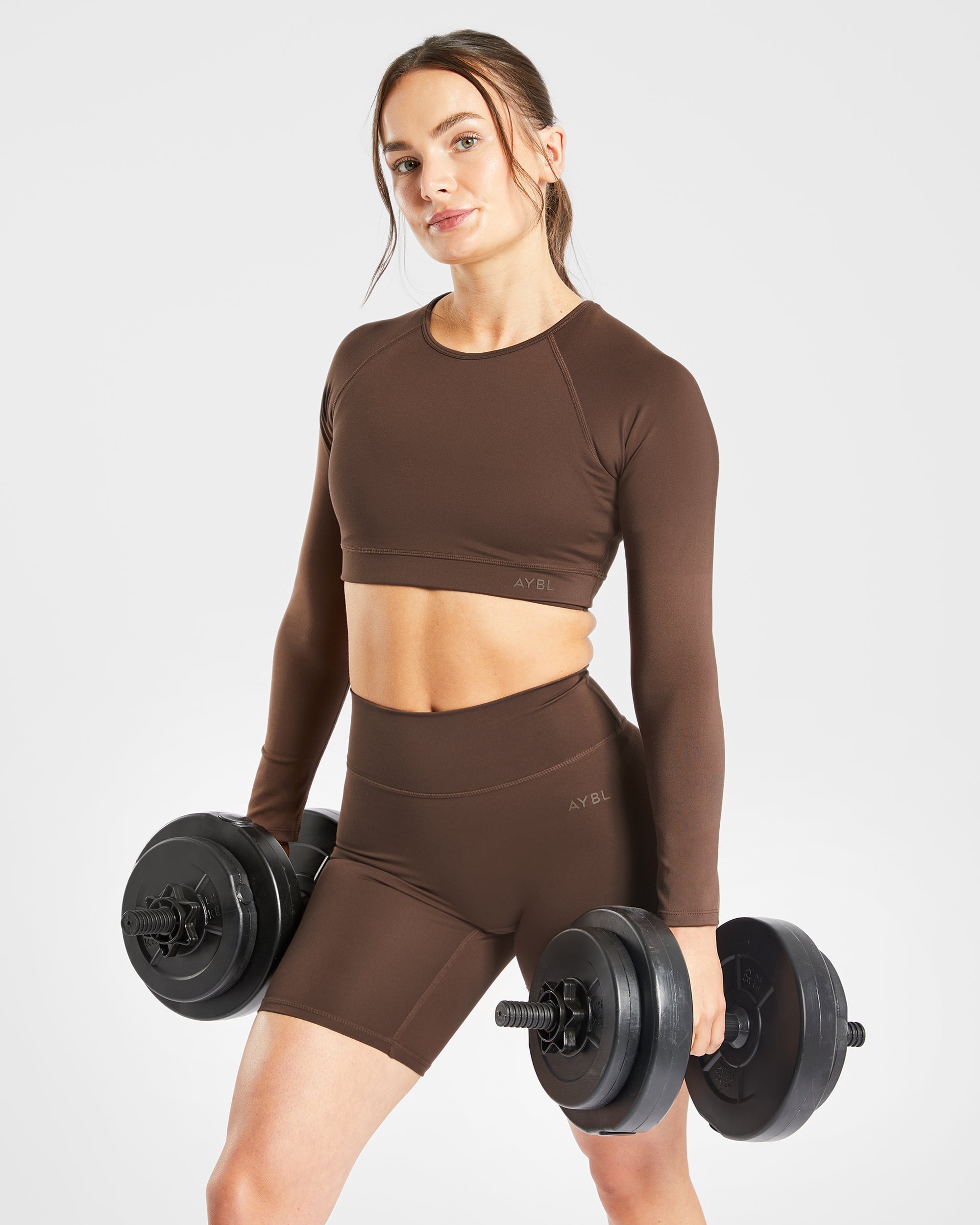 Staple Long Sleeve Crop Top - Bruin