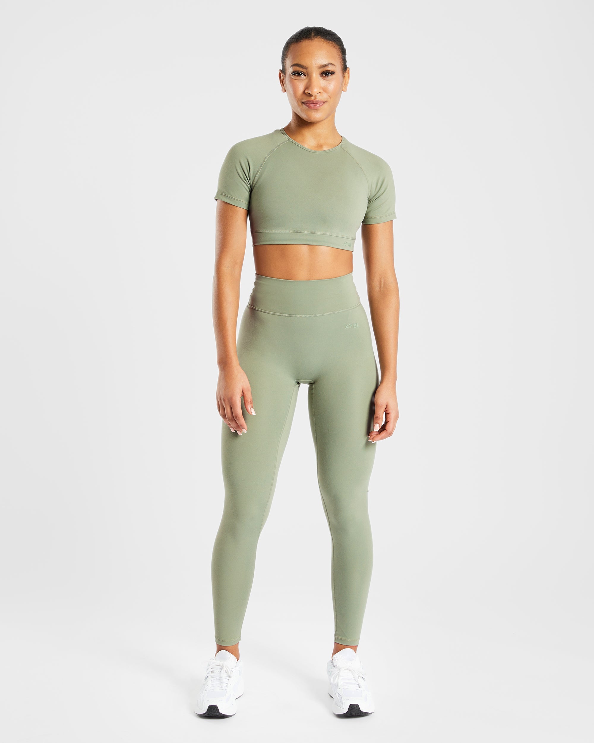 Staple Crop Top - Olive Groen