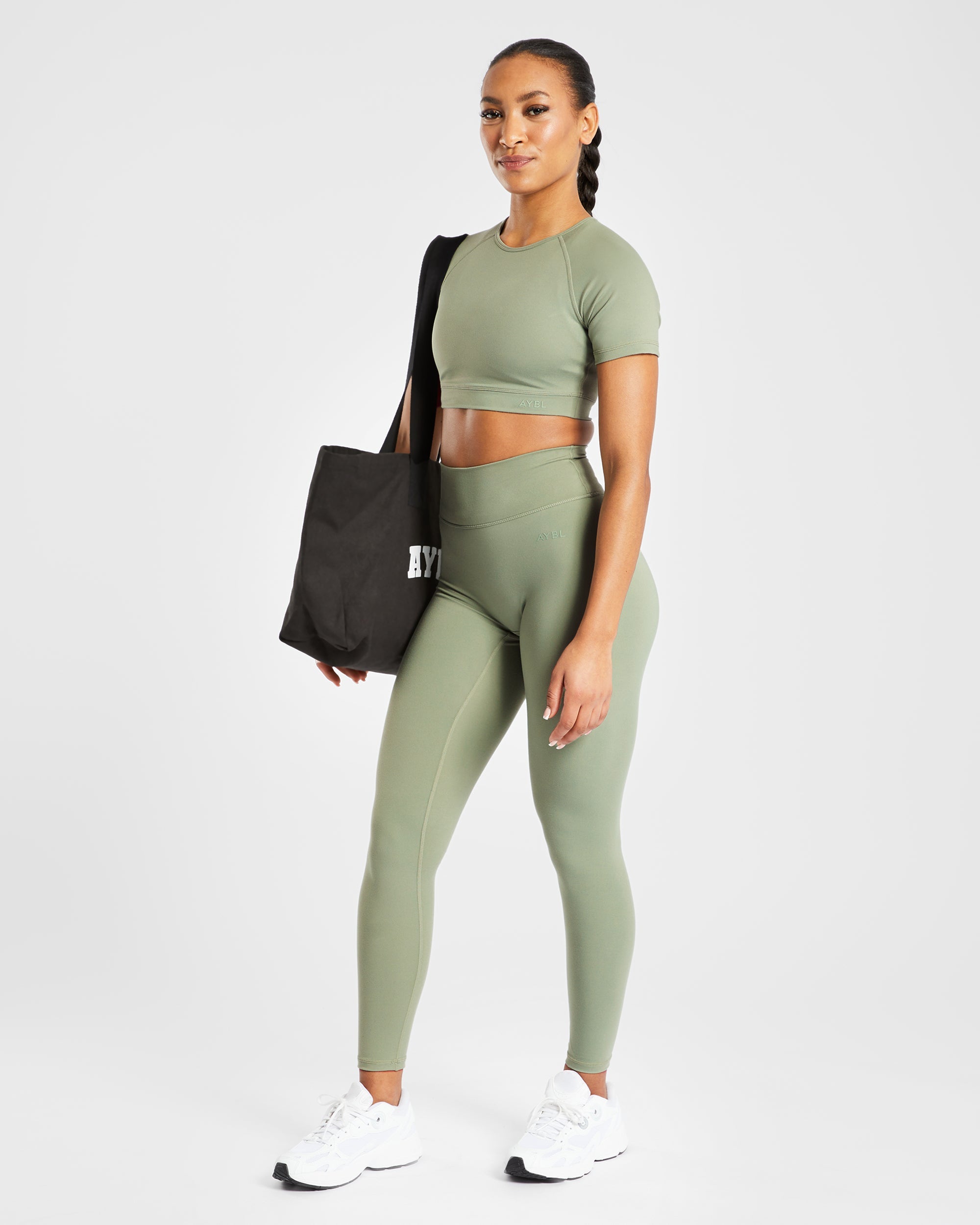 Staple Crop Top - Olive Groen