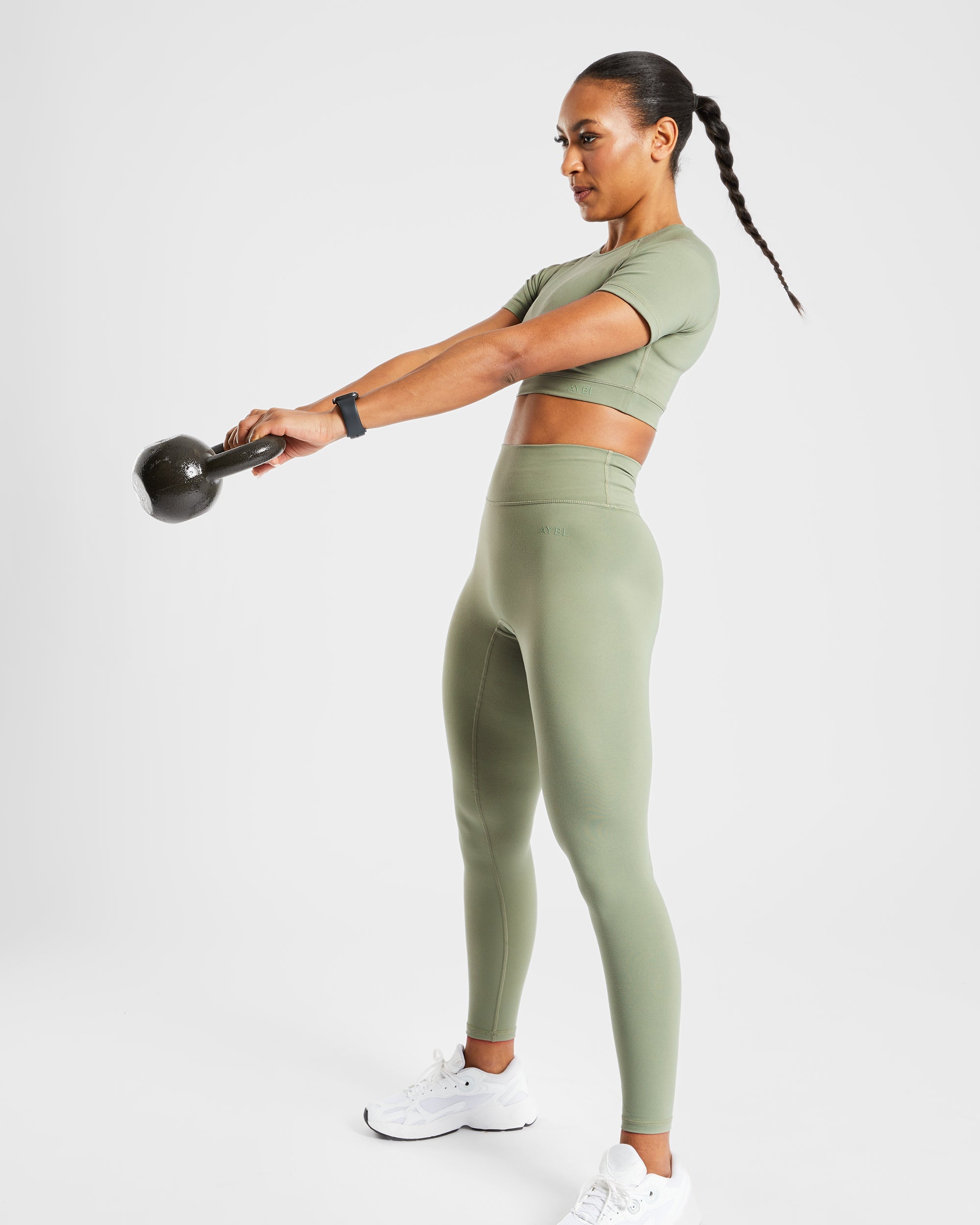 Staple Crop Top - Olive Groen