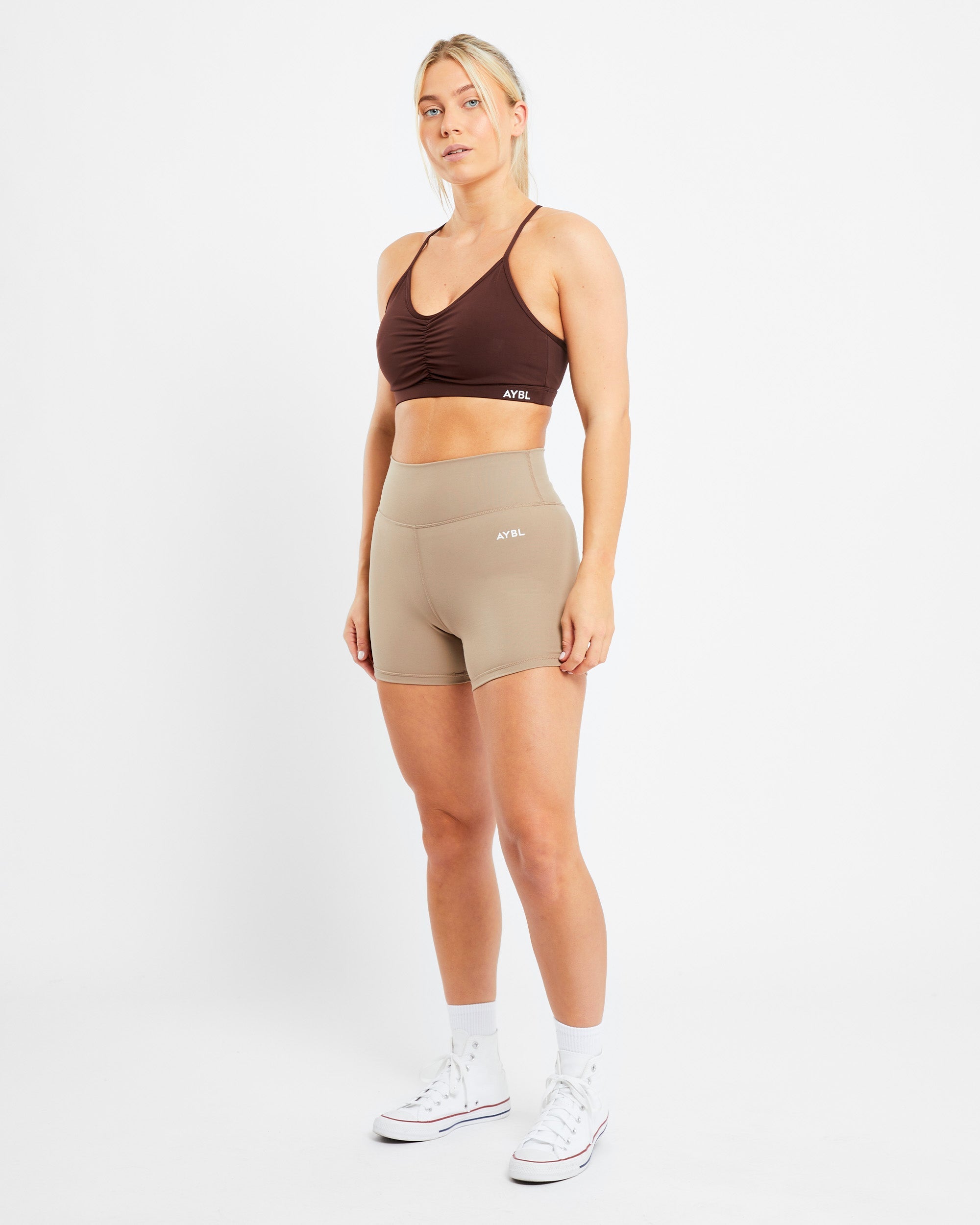 Essential Ruched Sports Bra - Chocolate Bruin