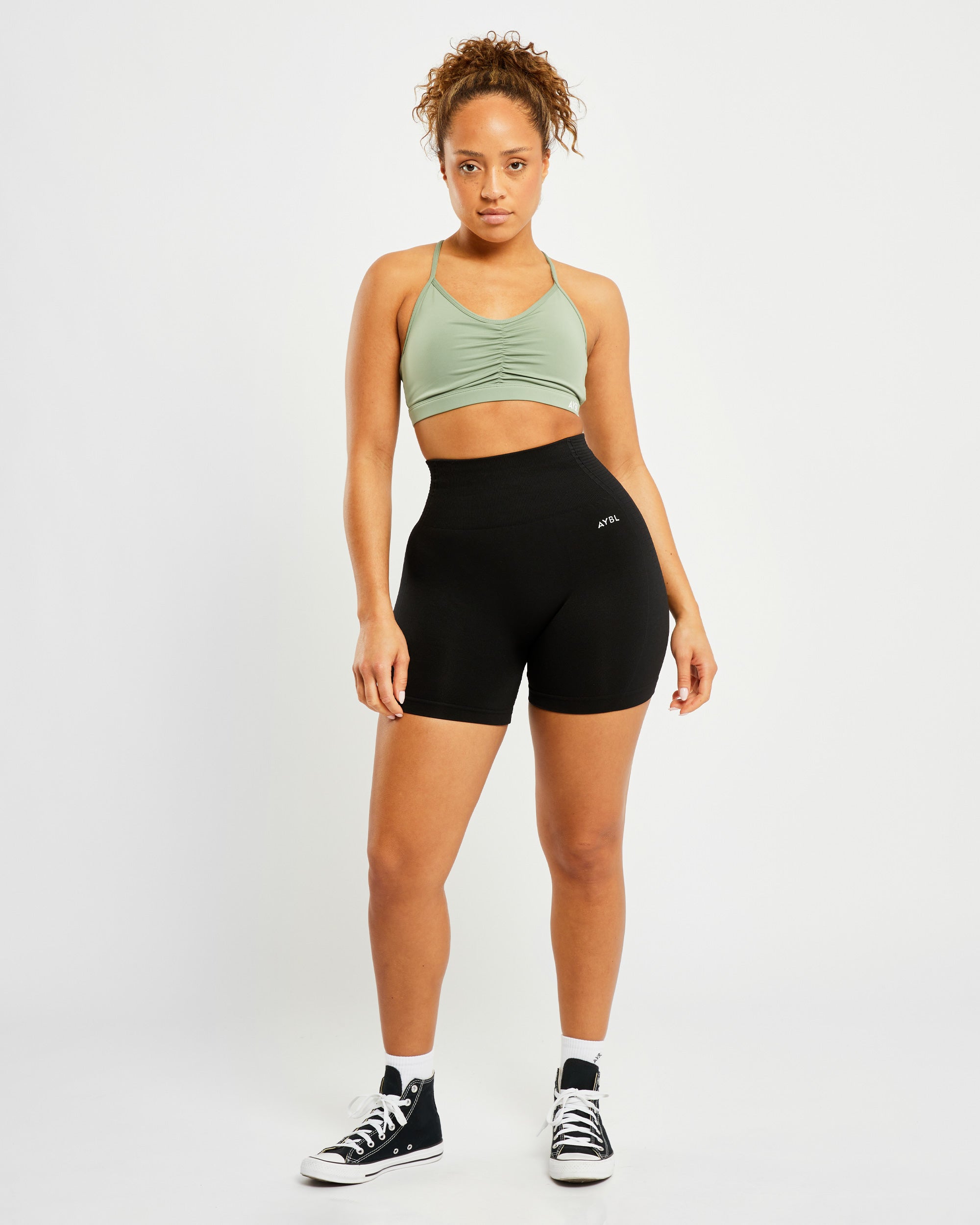 Essential Ruched Sports Bra - Olive Groen