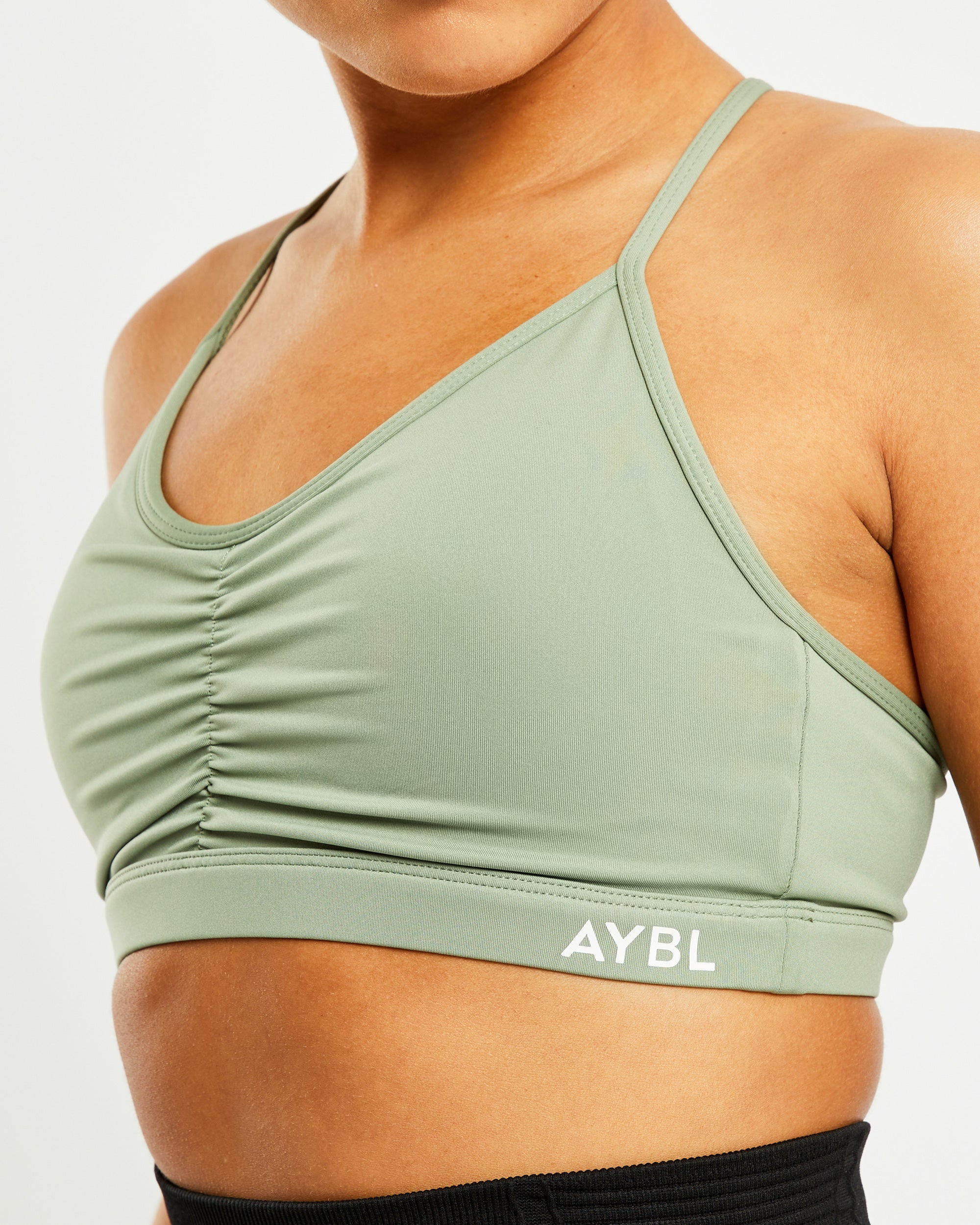 Essential Ruched Sports Bra - Olive Groen