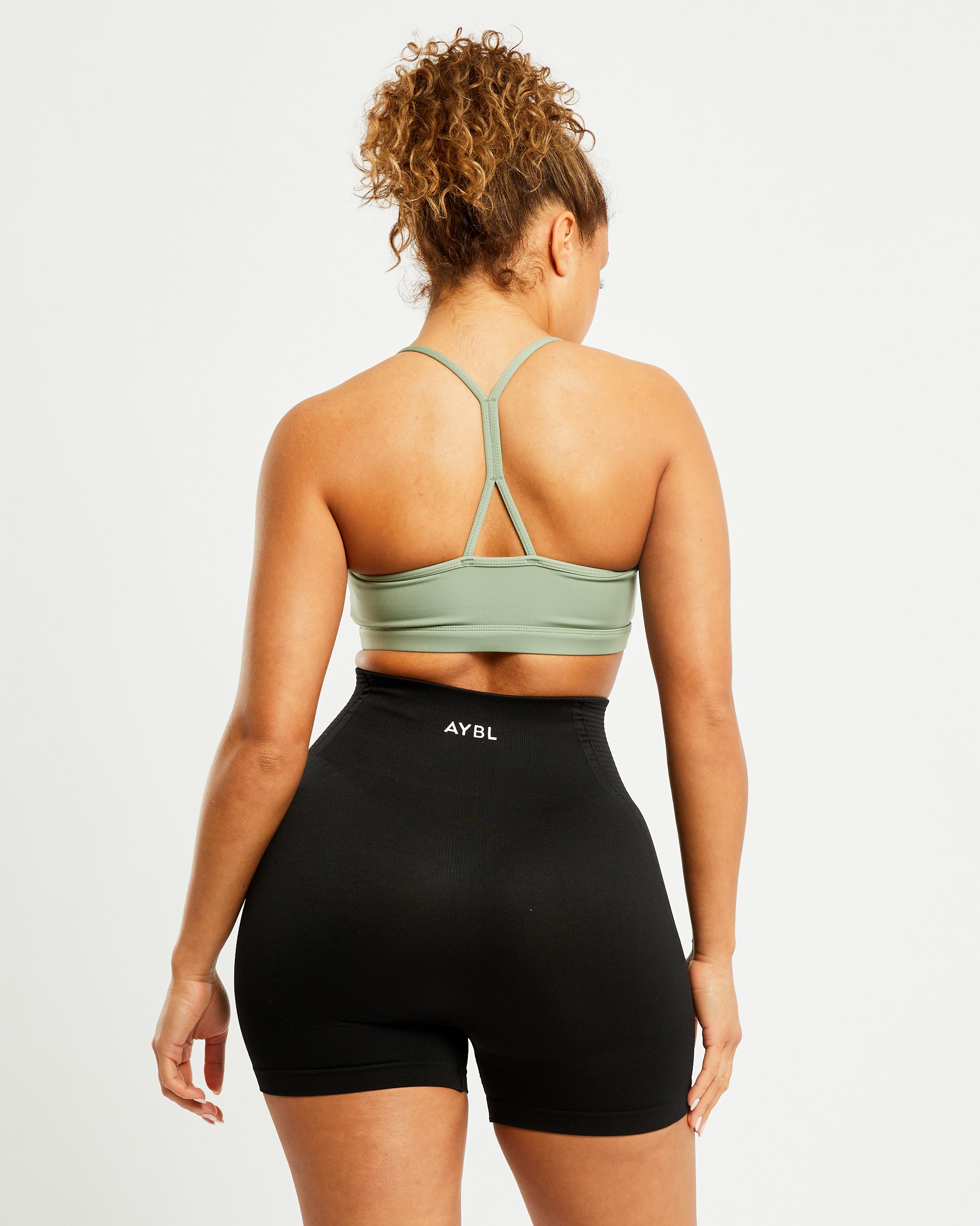 Essential Ruched Sports Bra - Olive Groen