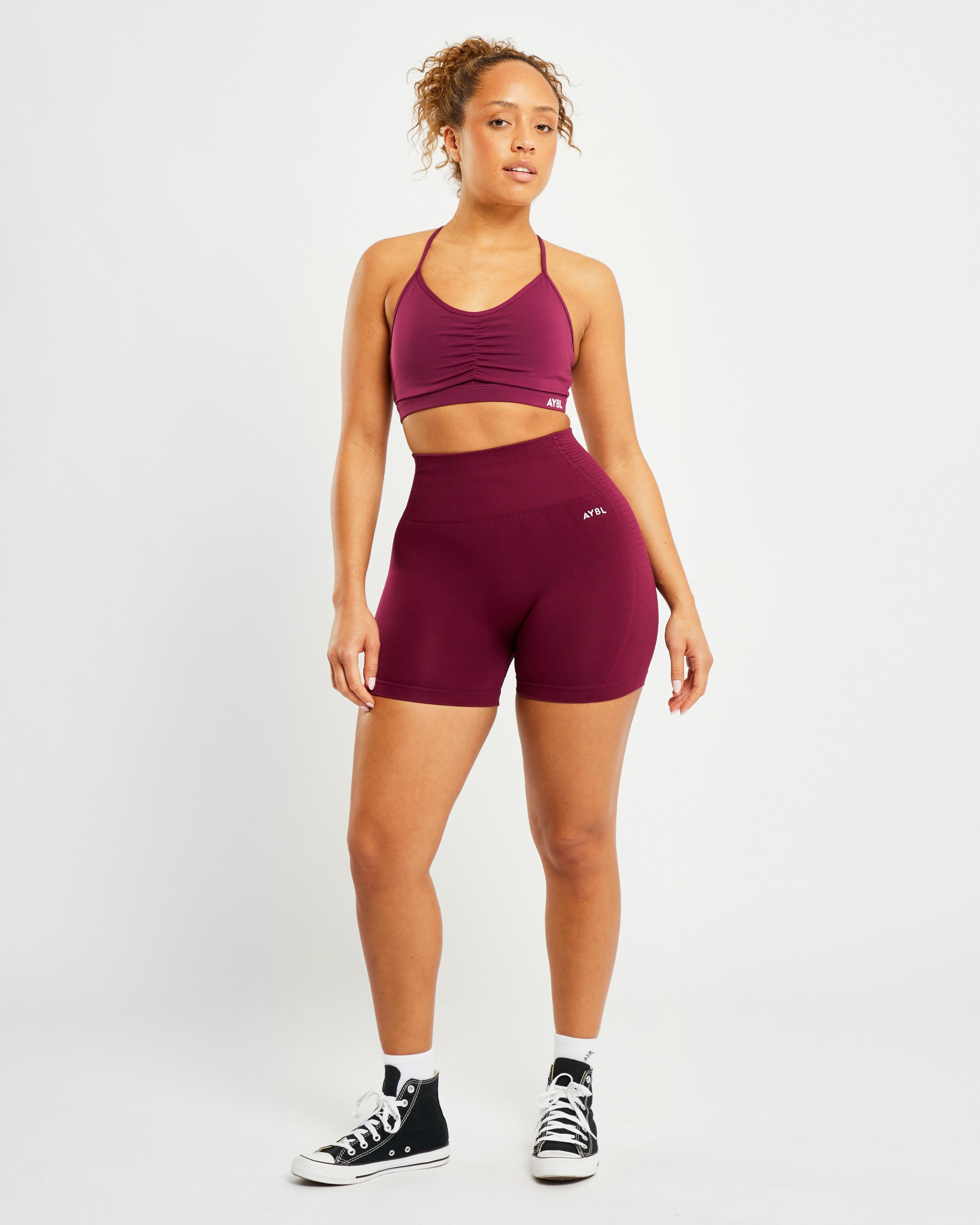 Essential Ruched Sports Bra - Paars Wine