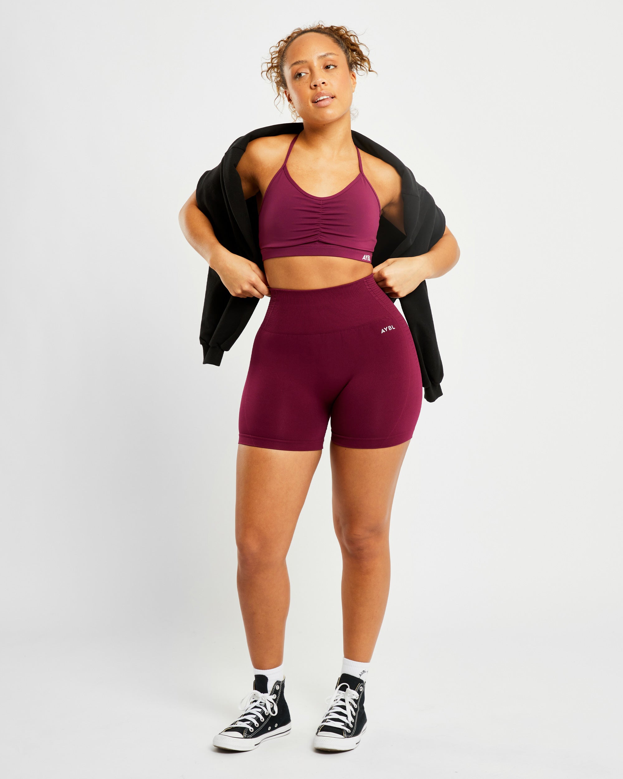 Essential Ruched Sports Bra - Paars Wine