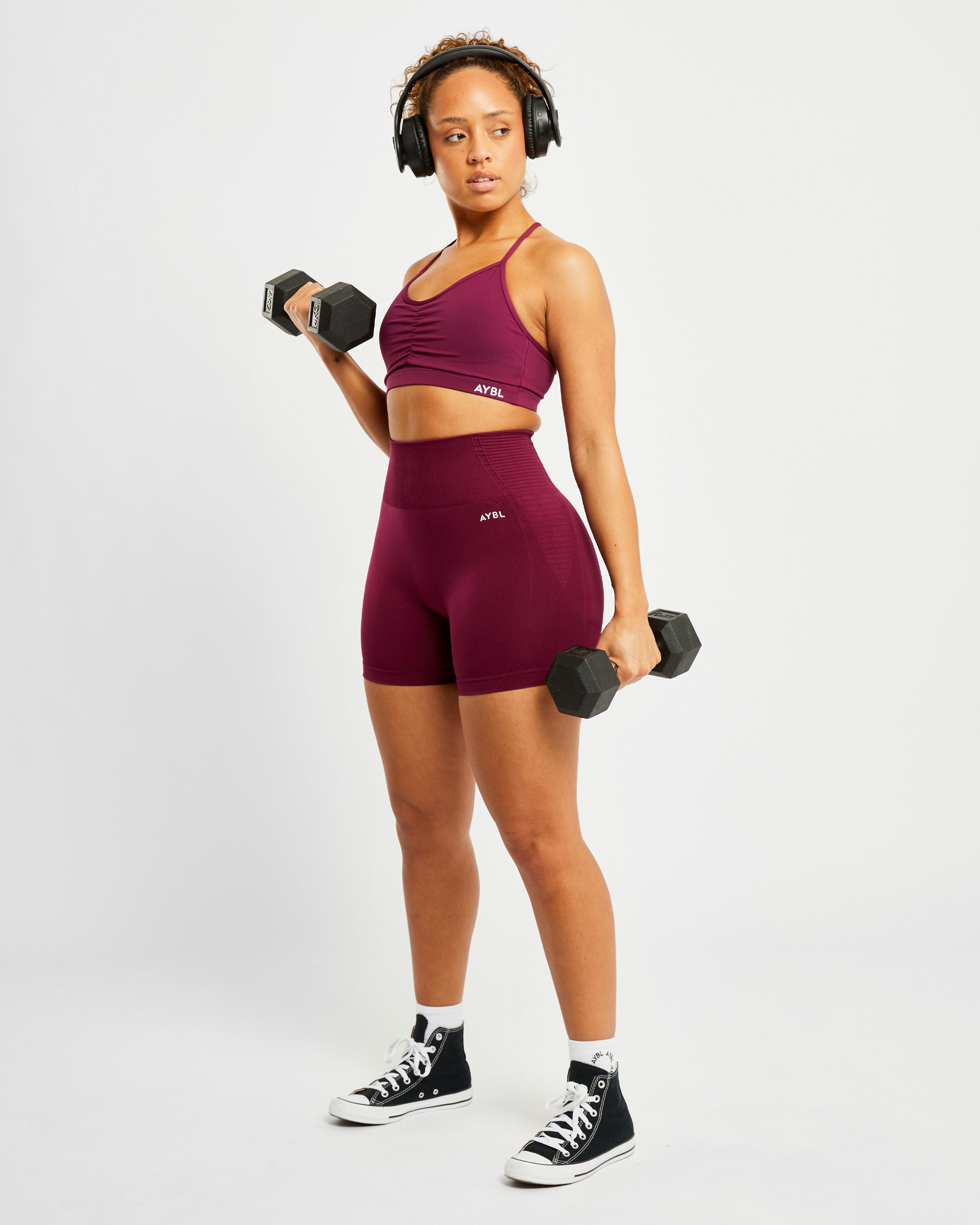 Essential Ruched Sports Bra - Paars Wine