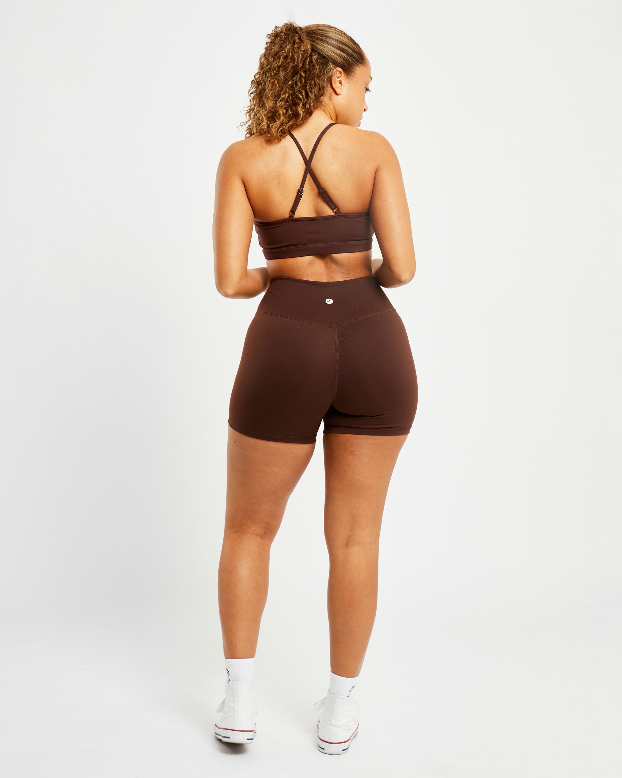 Essential V Neck Sports Bra - Chocolate Bruin