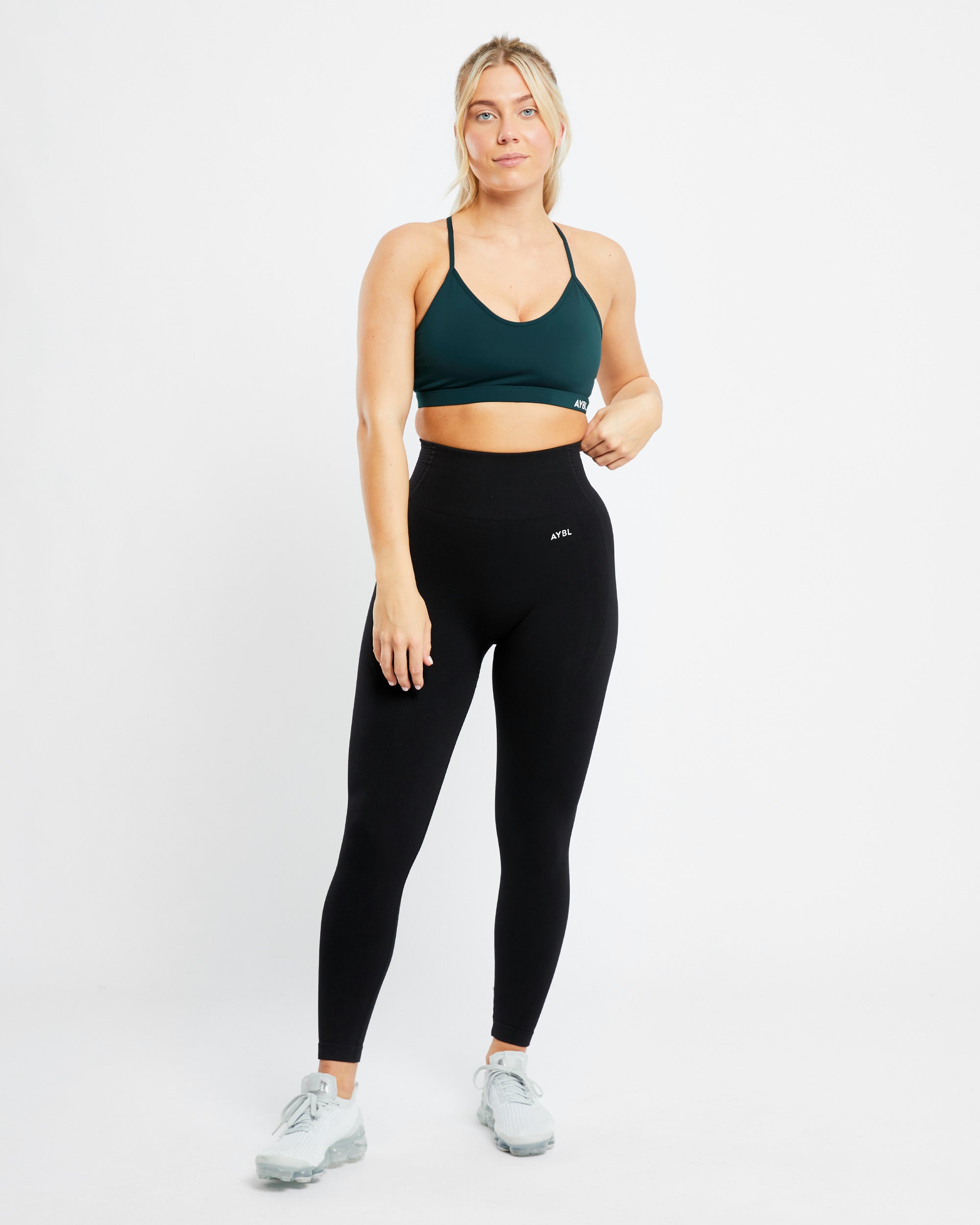 Essential V Neck Sports Bra - Forest Groen