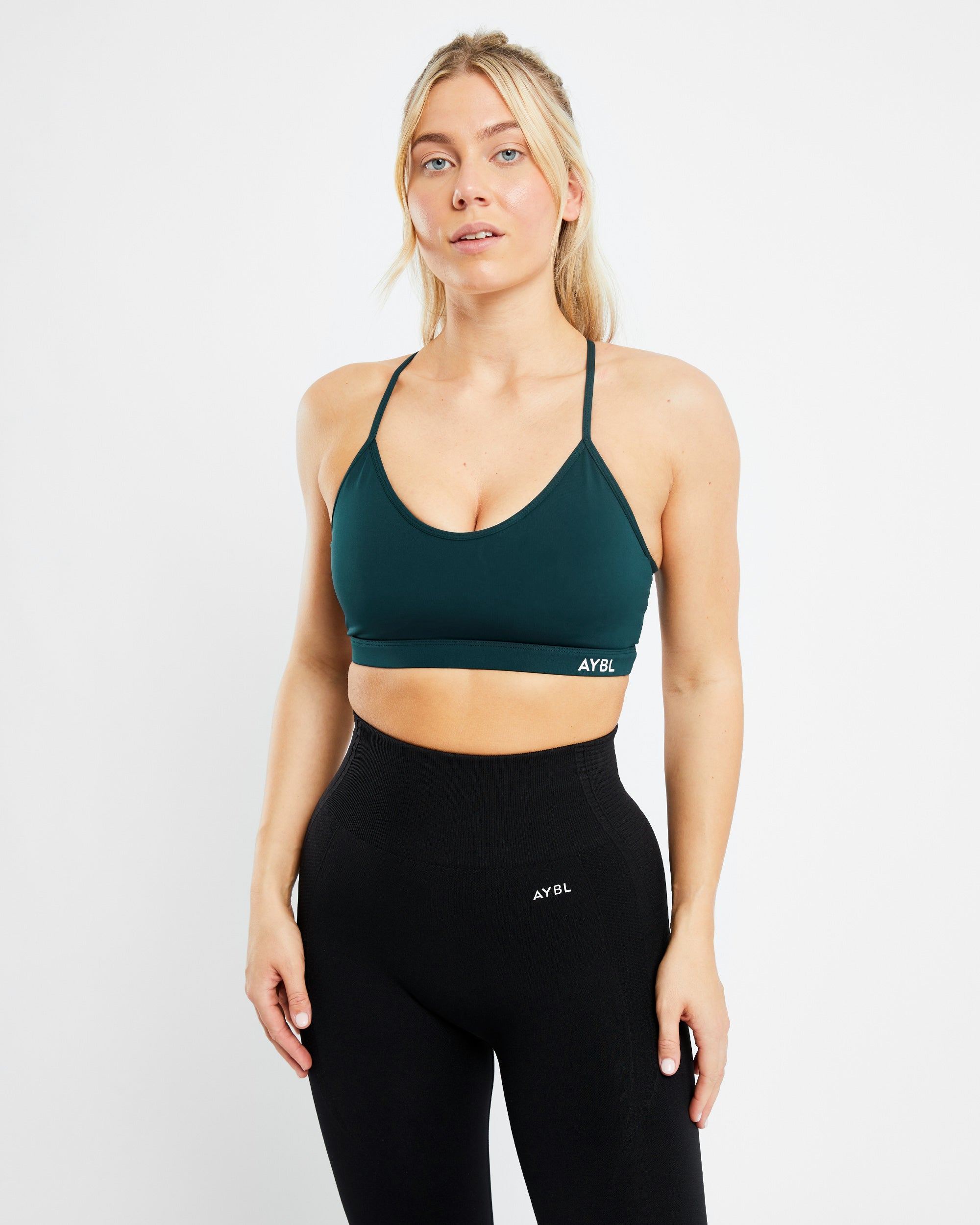 Essential V Neck Sports Bra - Forest Groen