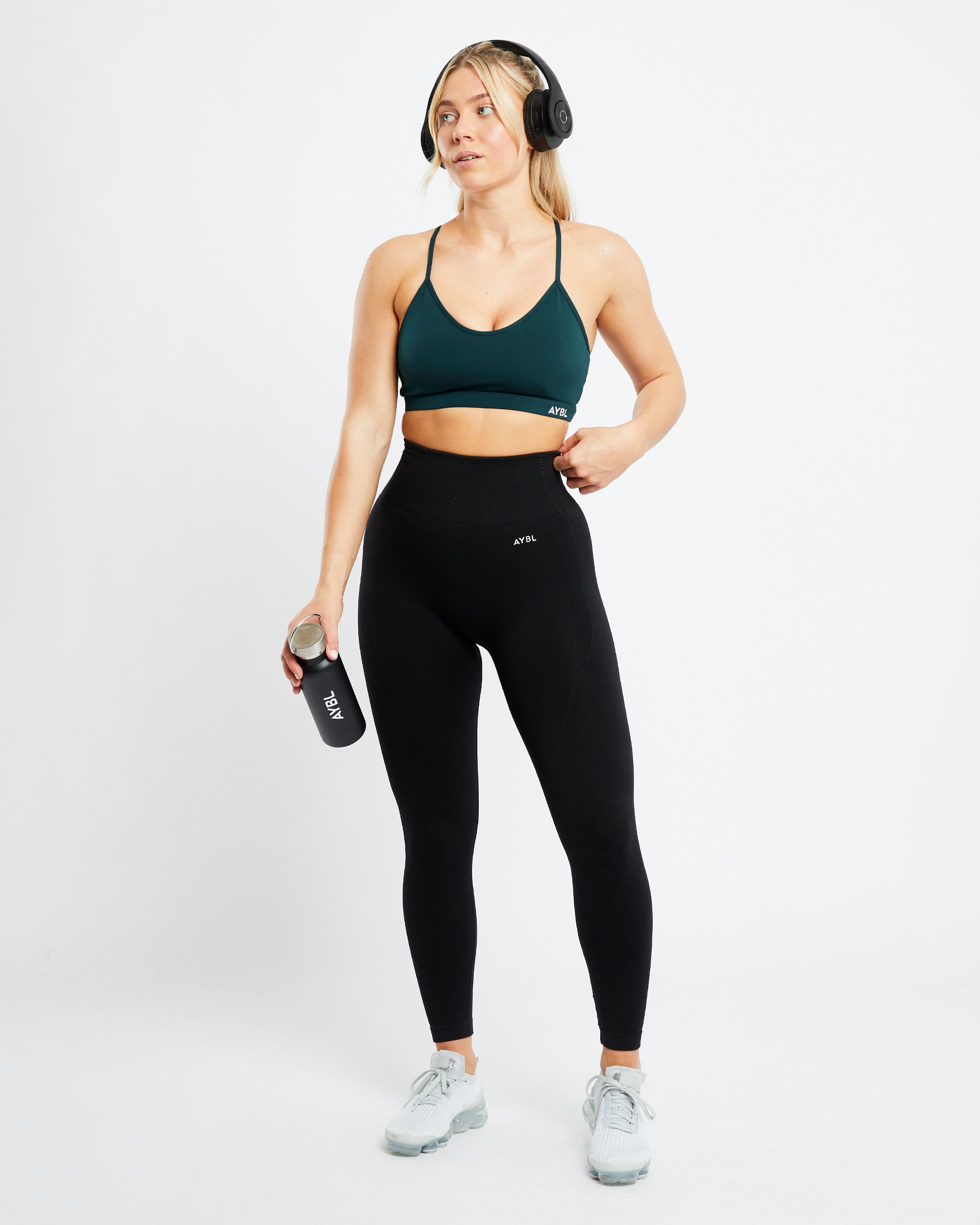 Essential V Neck Sports Bra - Forest Groen