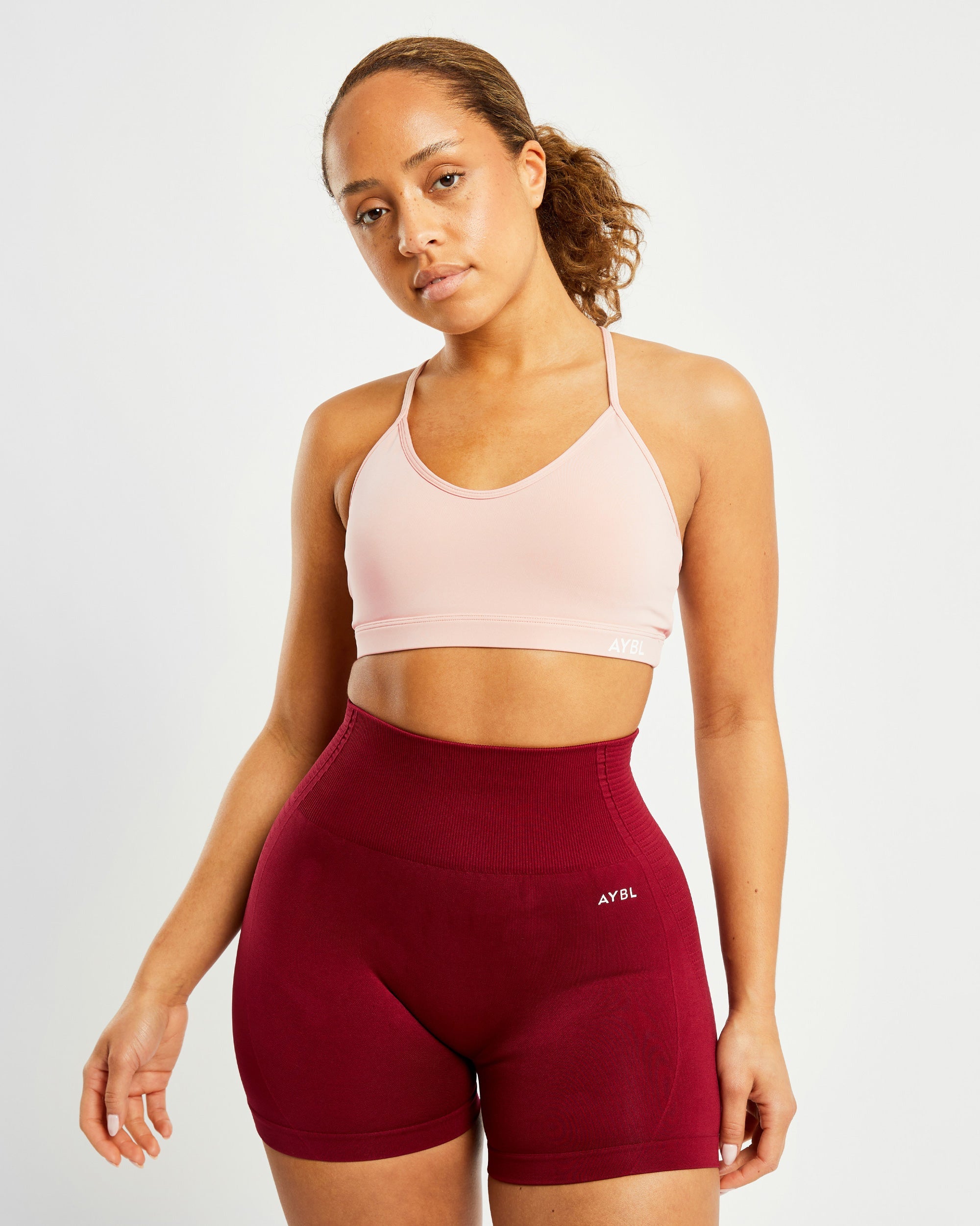 Essential V Neck Sports Bra - Dusty Roze